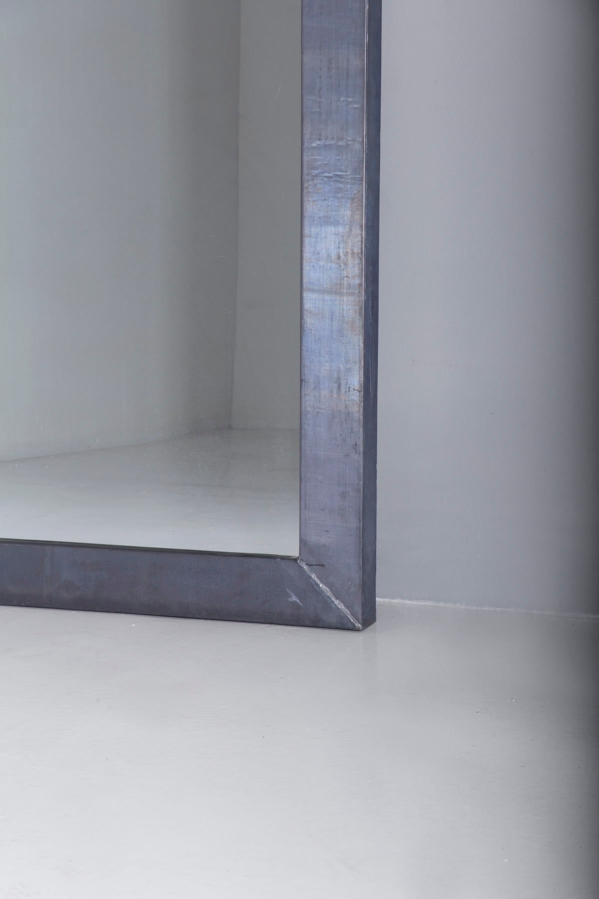 Modern Boffi Italian Designer Steel Frame Mirror For Sale