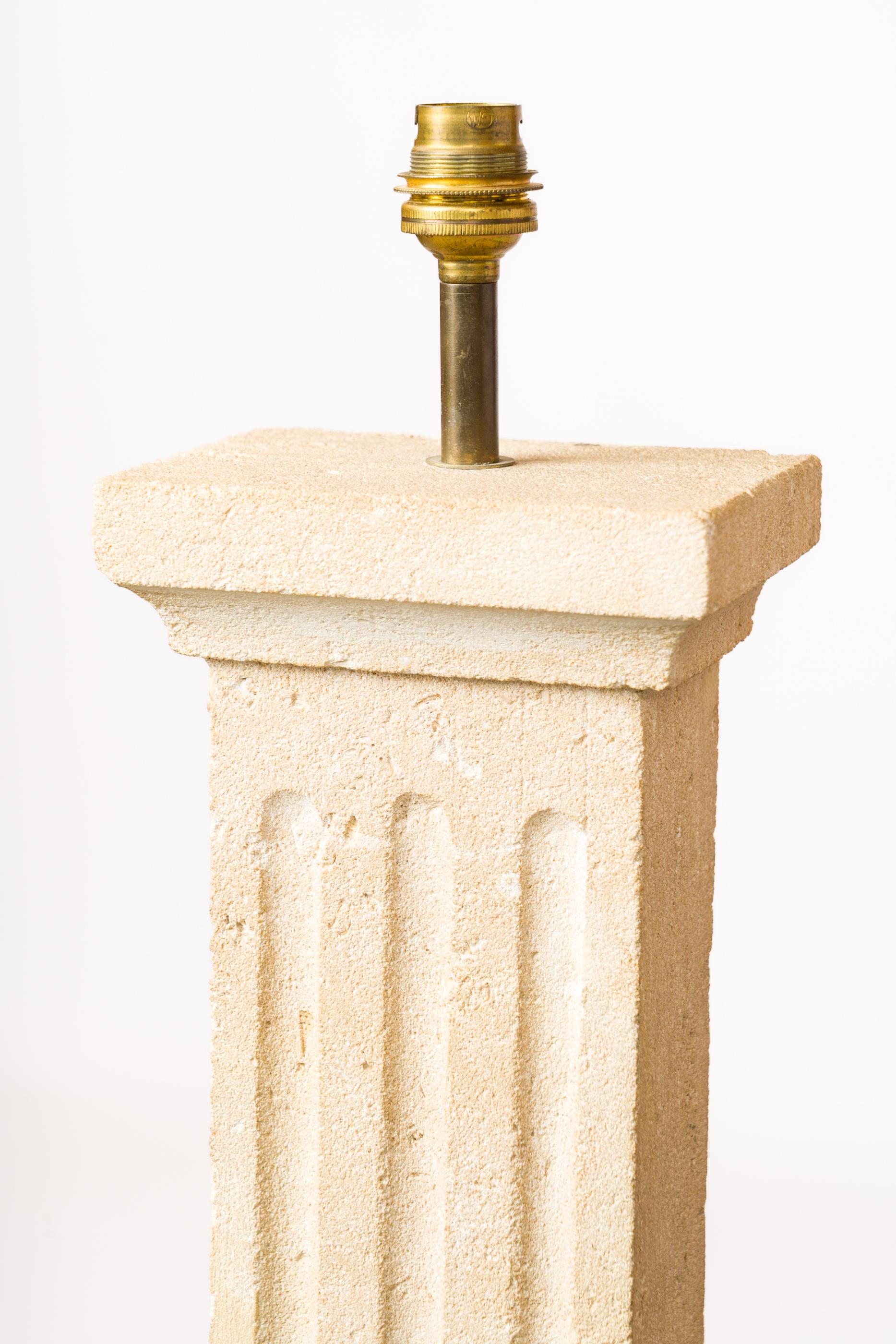Bofill Inspired Sculpted Stone Androman Column Lamp - France 1970's For Sale 1