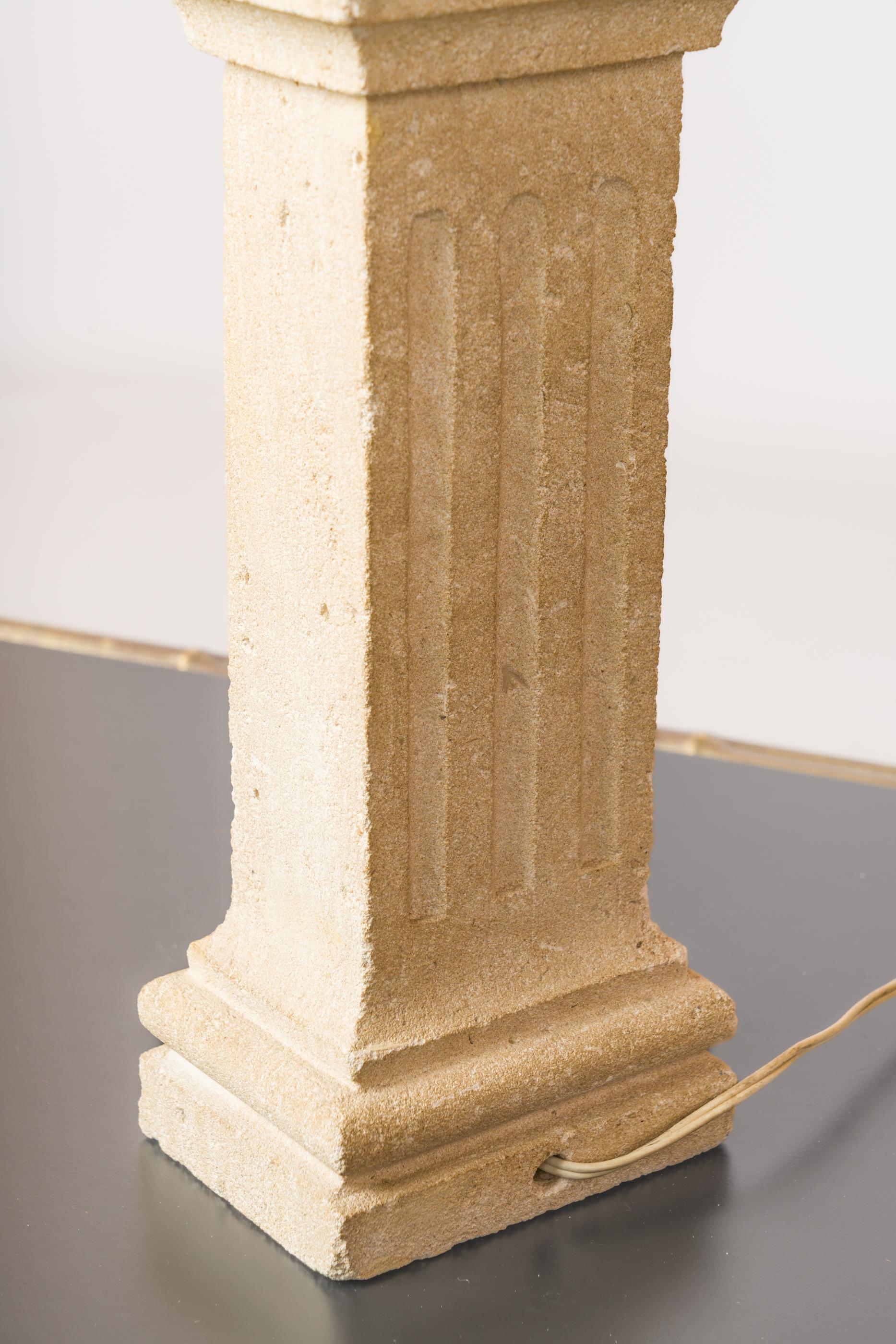 Bofill Inspired Sculpted Stone Androman Column Lamp - France 1970's For Sale 2