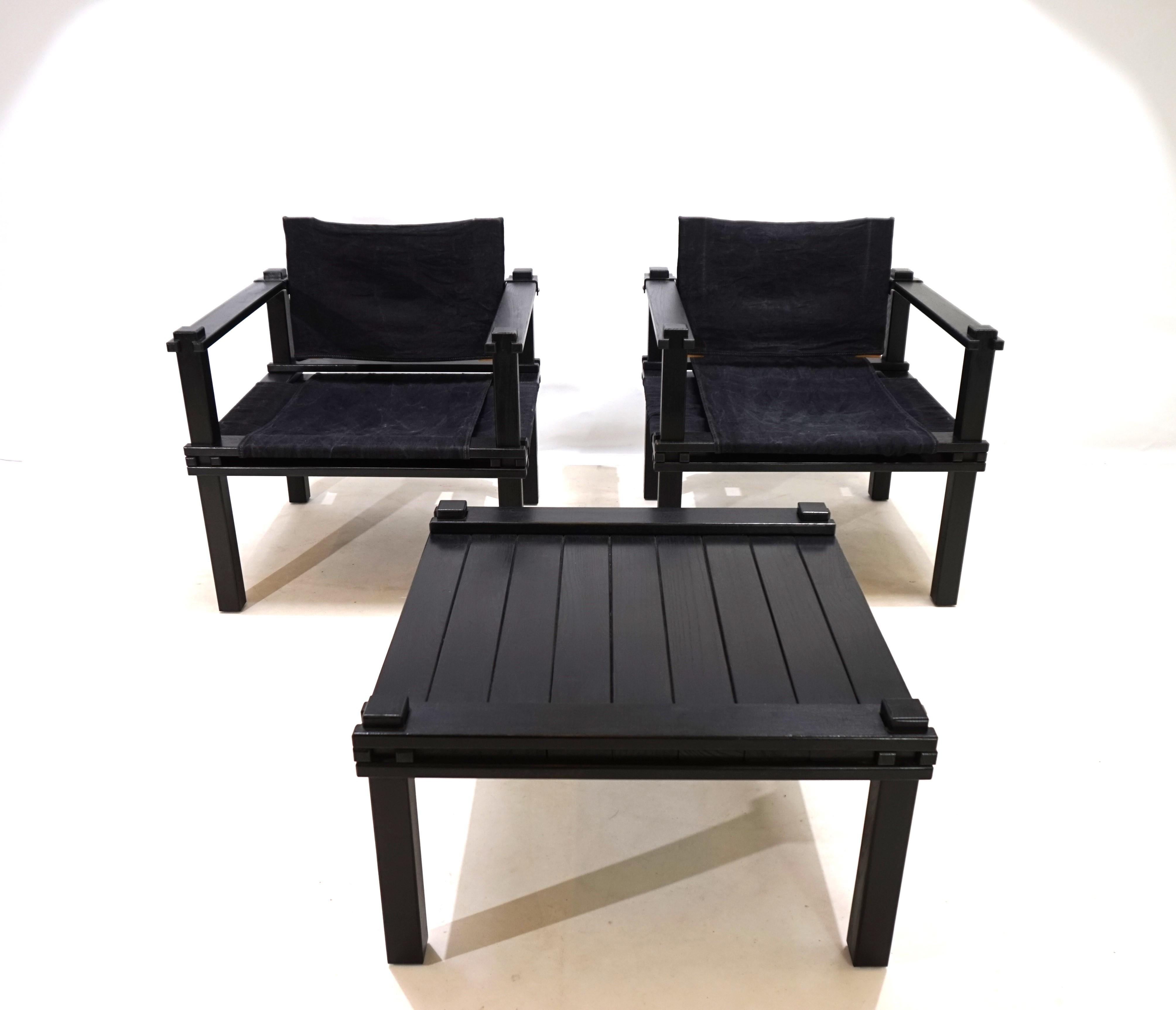Allemand Ensemble Bofinger de 2 chaises longues avec table de Gerd Lange, 1960 en vente
