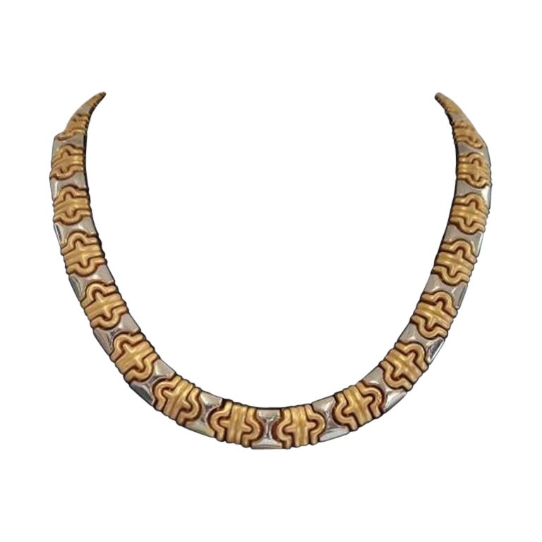 BoG Collier Parentesi en or jaune et blanc 14K 55.5 grammes 18" de long .45" de large en vente