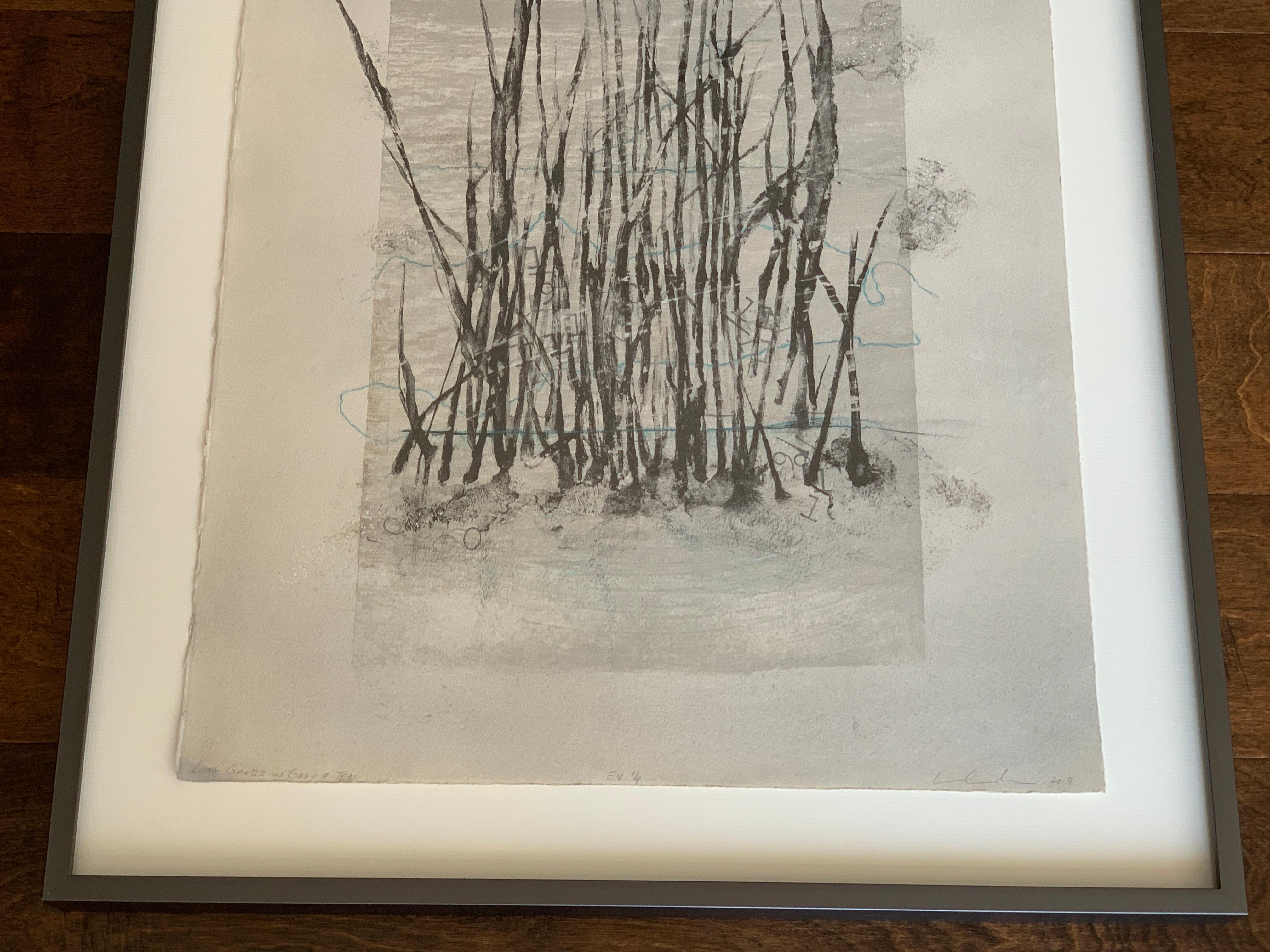 'Bog Grass' 1/4 Photolithograph Mixed-Media by Laurie Carnohan, 2019 In Excellent Condition In Richmond, VA