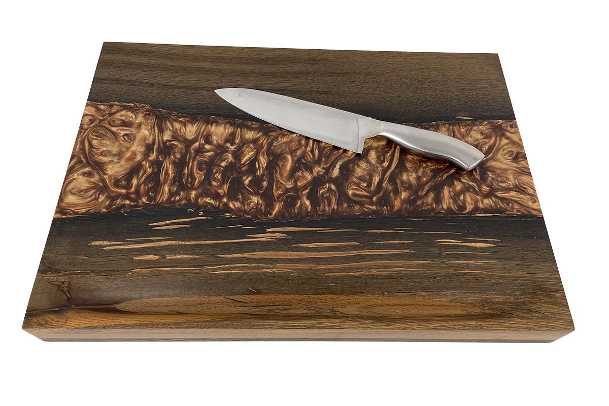 Modern Bog Oak and Gold Epoxy Cutting Board