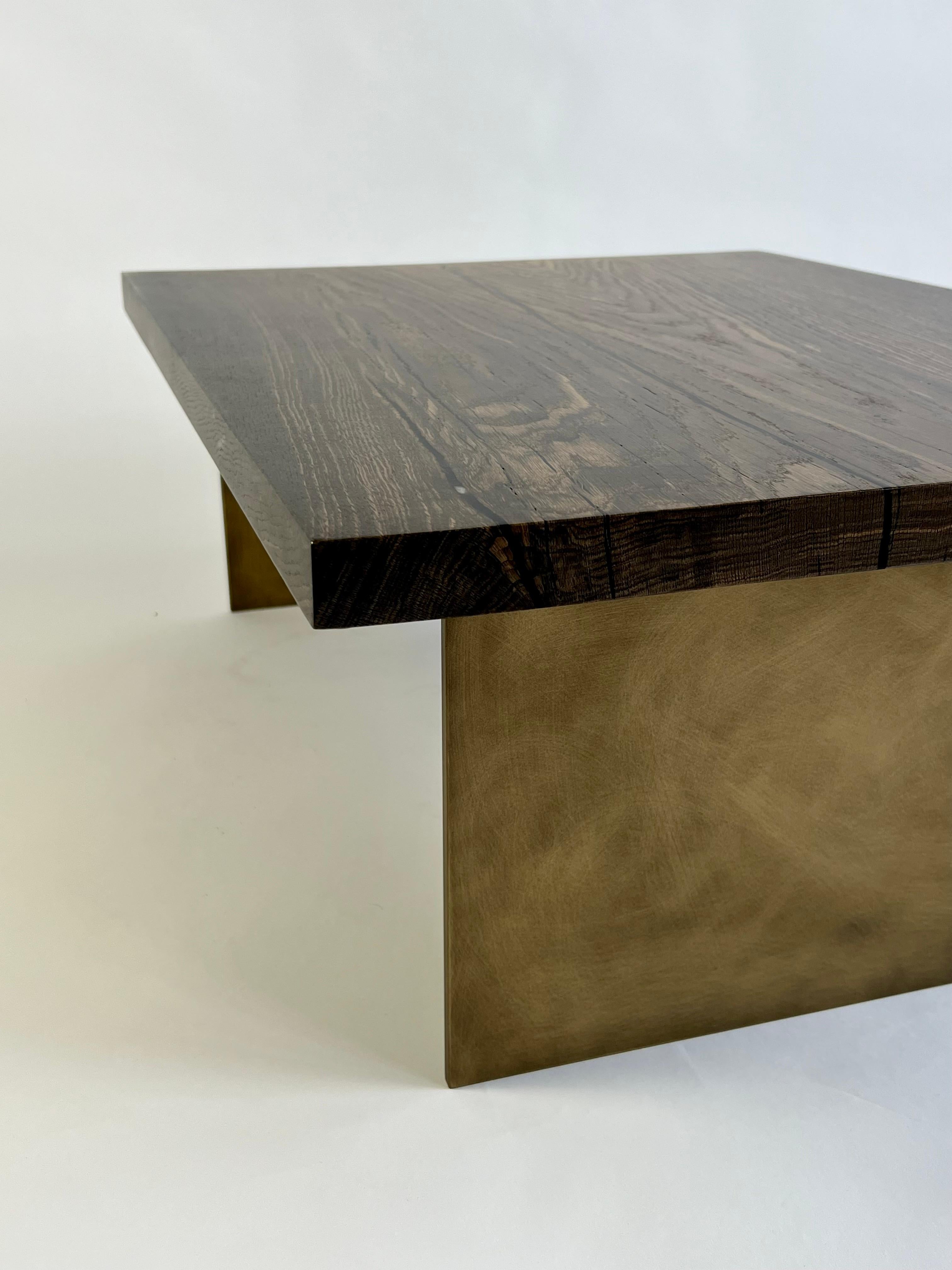 Brass Rectangular wooden coffee table
