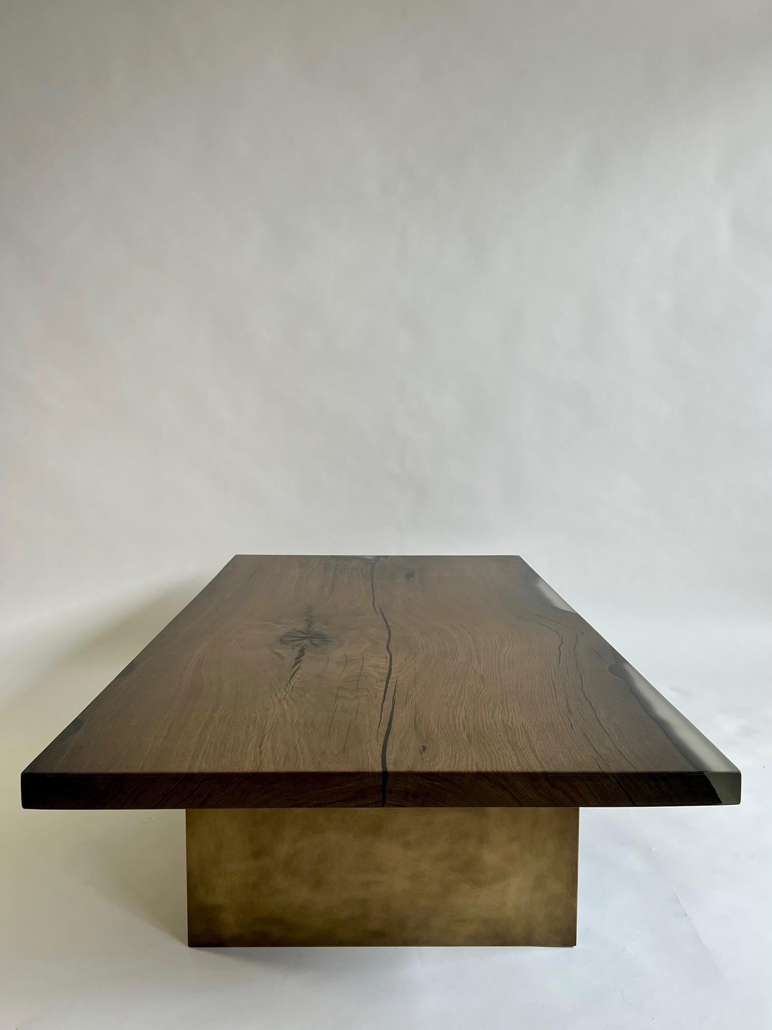 Wooden coffee table with steel base For Sale 5