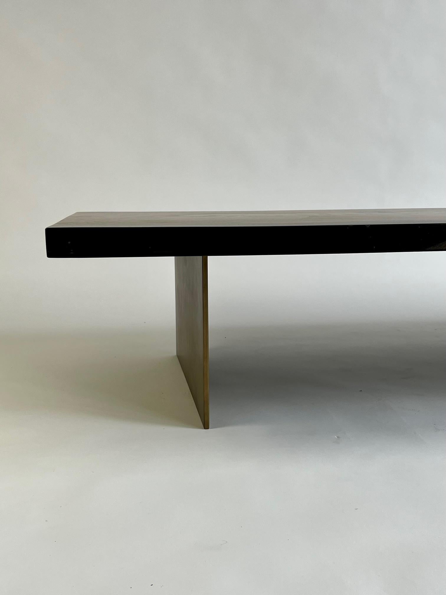 Modern Wooden coffee table with steel base For Sale