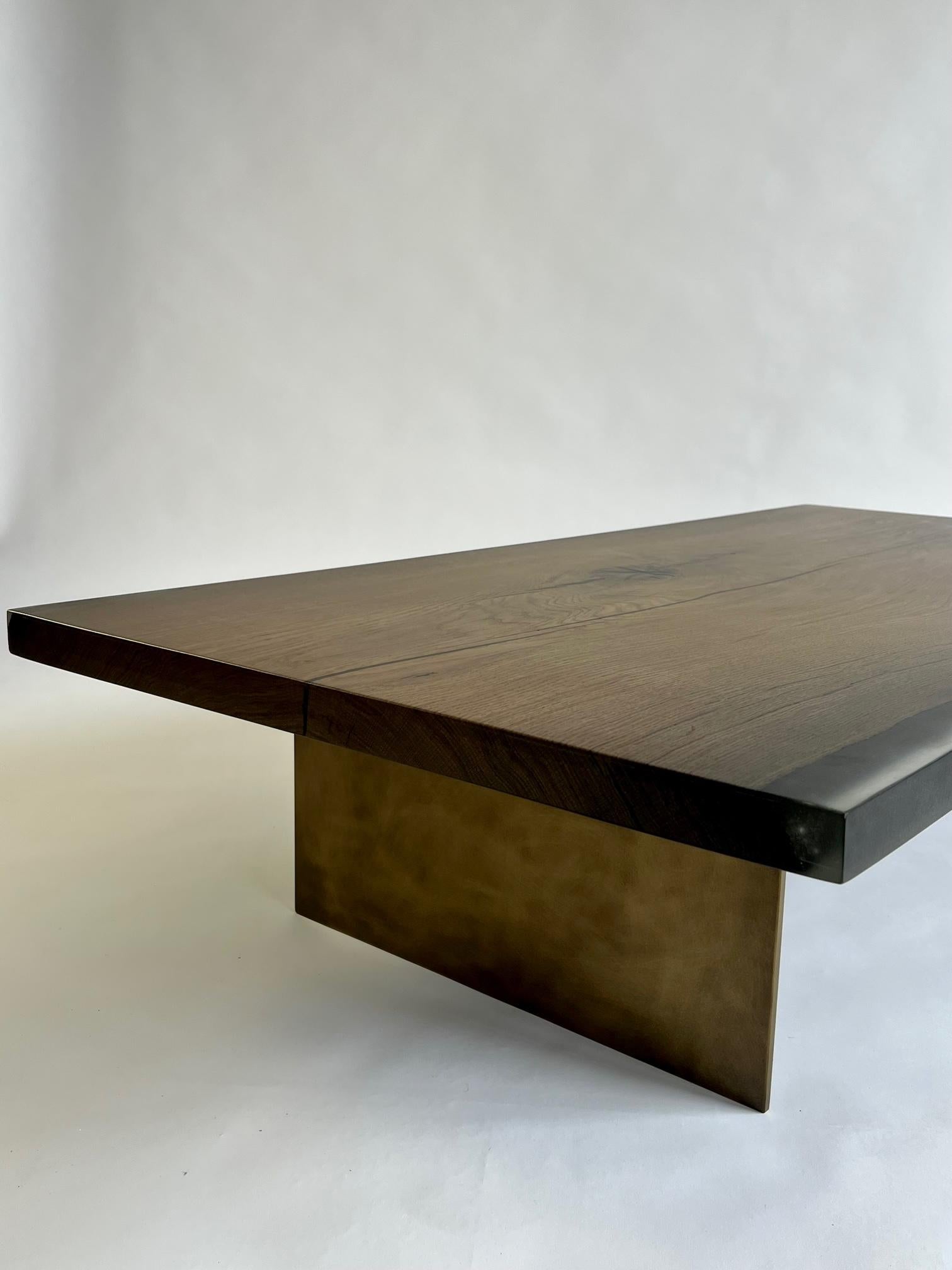 Wooden coffee table with steel base For Sale 1