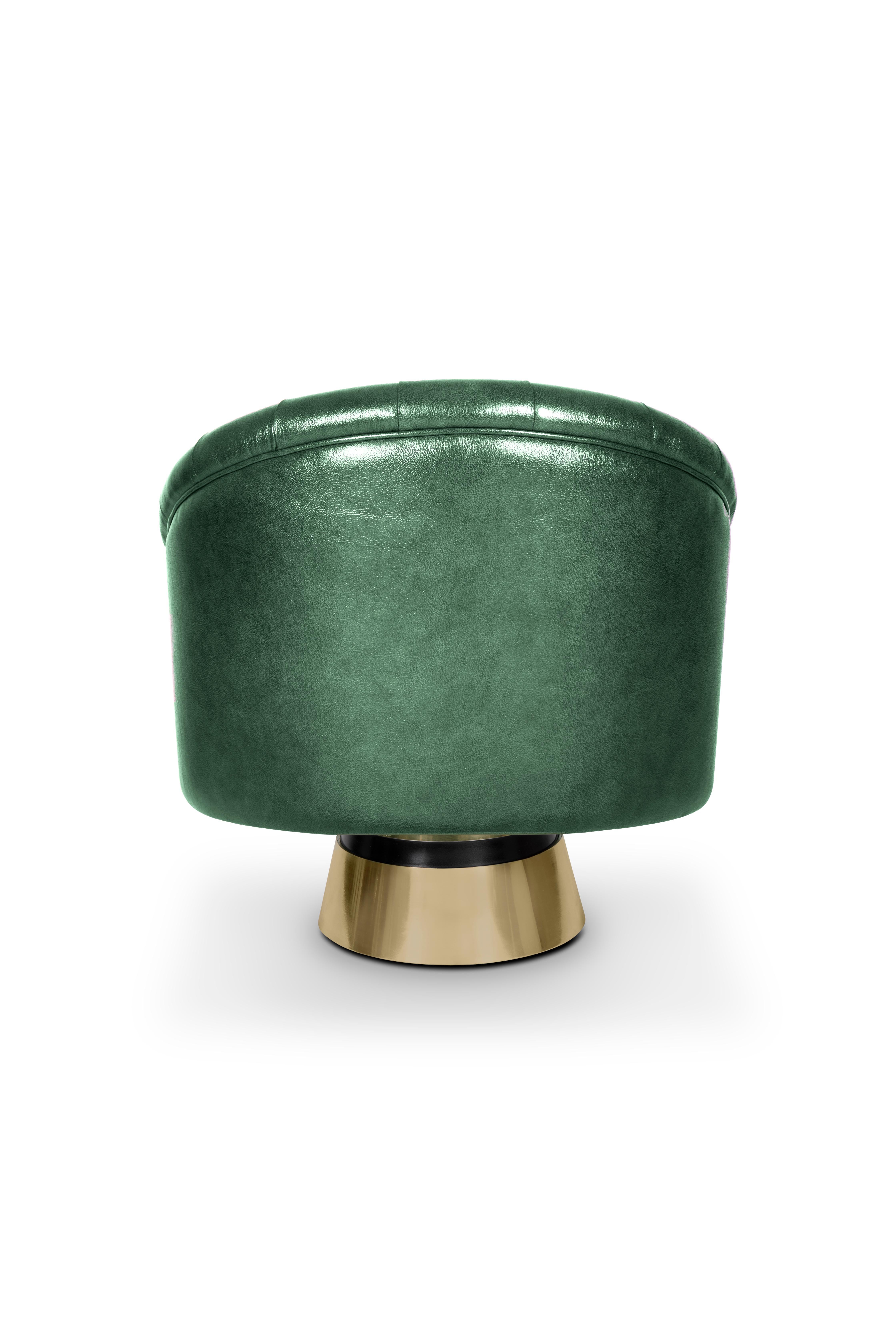 Bogarde Sessel aus grünem Leder (Portugiesisch) im Angebot