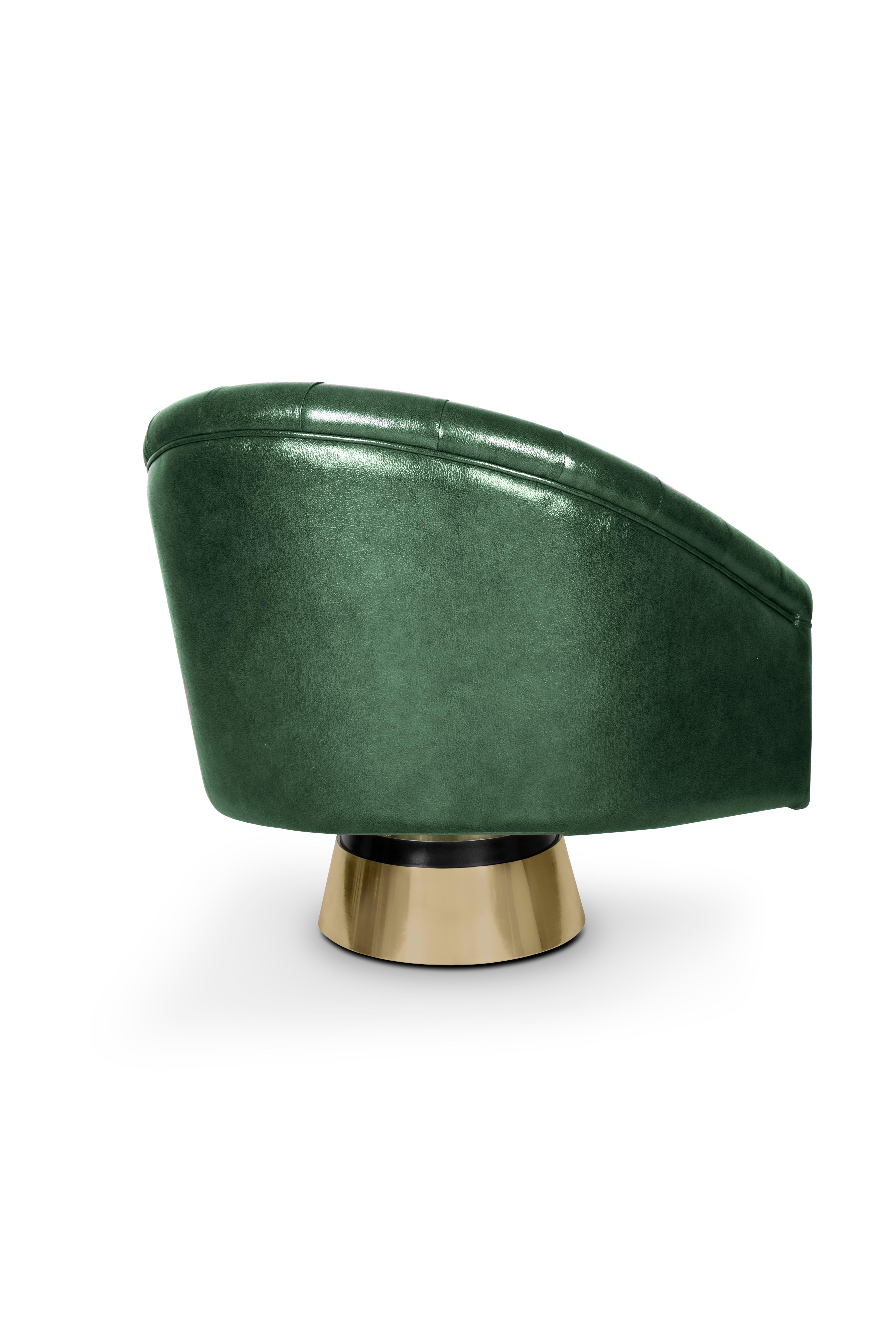 Bogarde Sessel aus grünem Leder (Handgefertigt) im Angebot