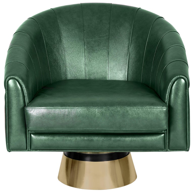 Bogarde Armchair In Green Leather For, Green Leather Armchair