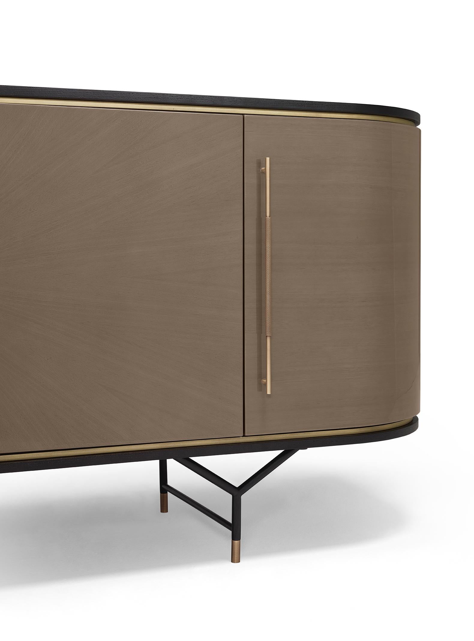 Modern BOGART wood sideboard with Brass handles For Sale