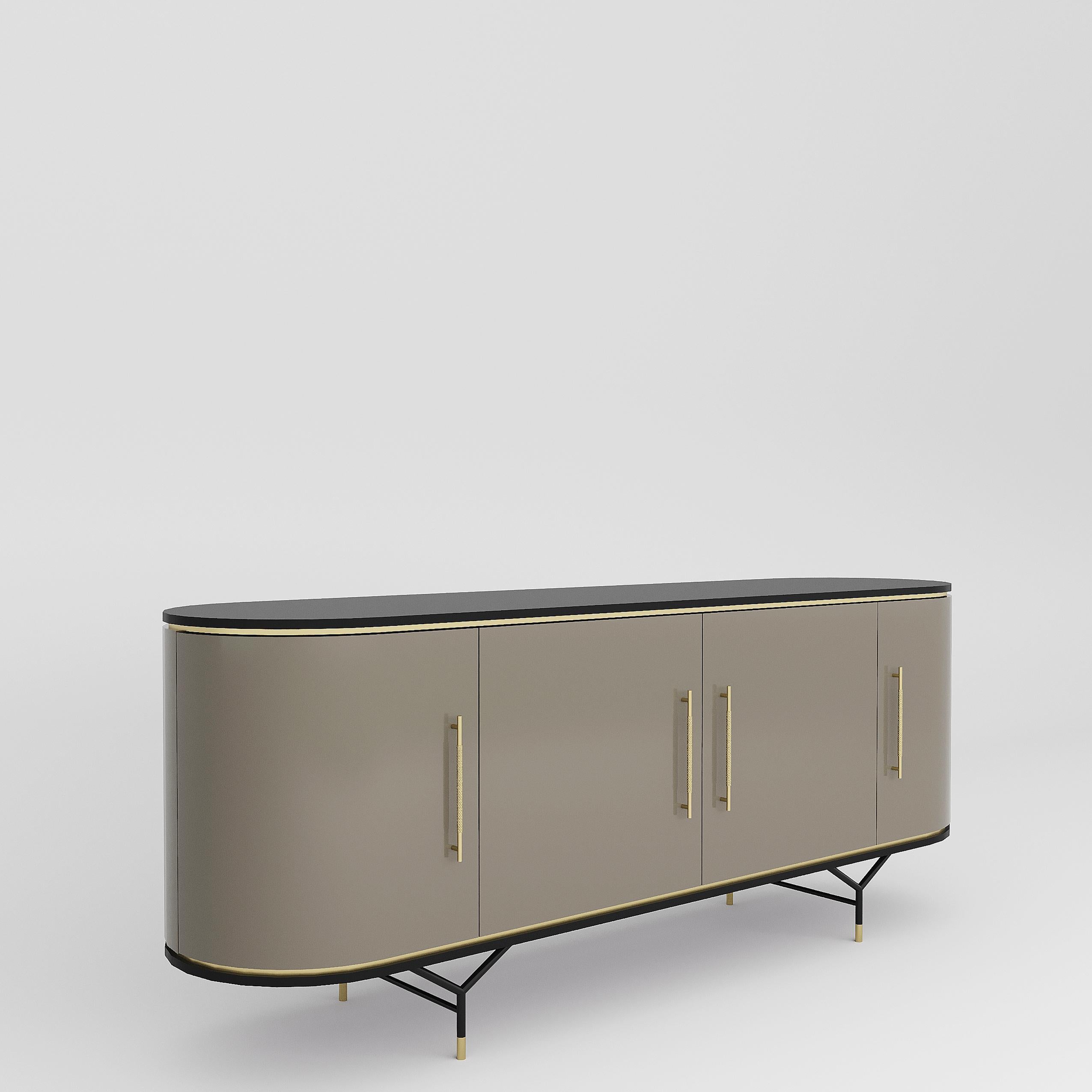 BOGART wood sideboard with Brass handles In New Condition For Sale In Frazão, Porto