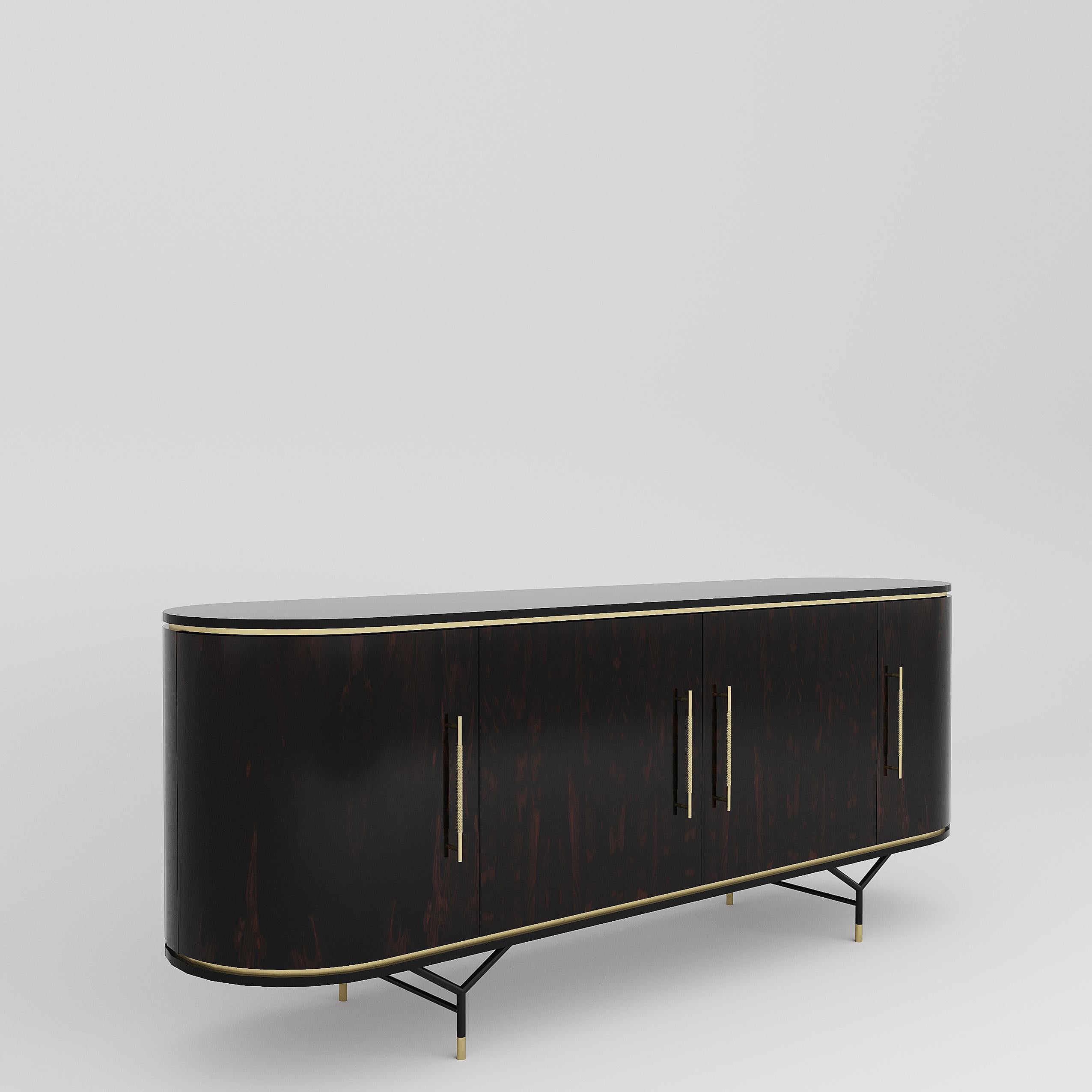 BOGART wood sideboard with Brass handles For Sale 1