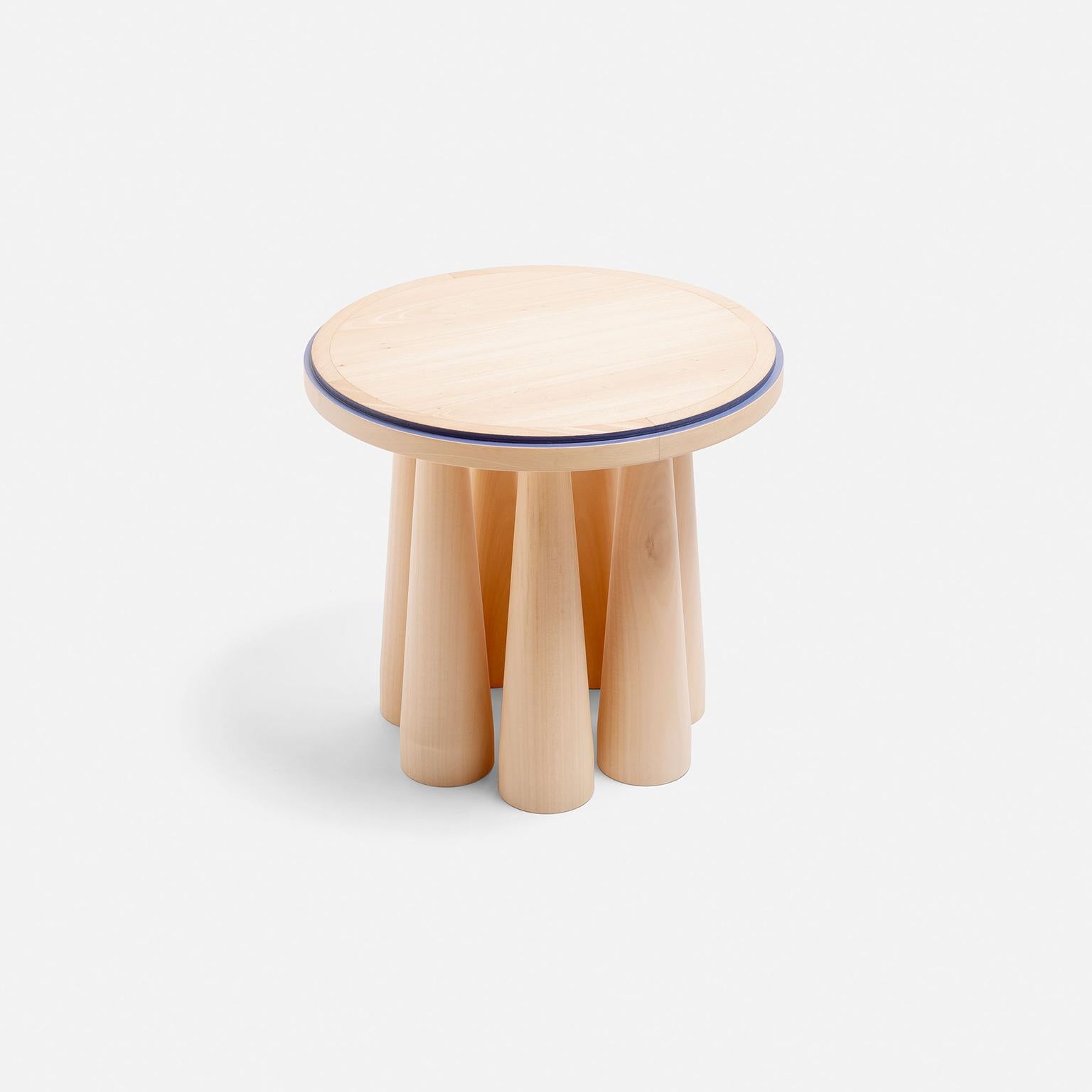 Modern Bogdan 21st Century Side Table in Solid Linden Wood For Sale