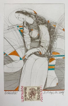Un nudo. Stampa contemporanea, Colorato, Francobollo postale, Artista europeo