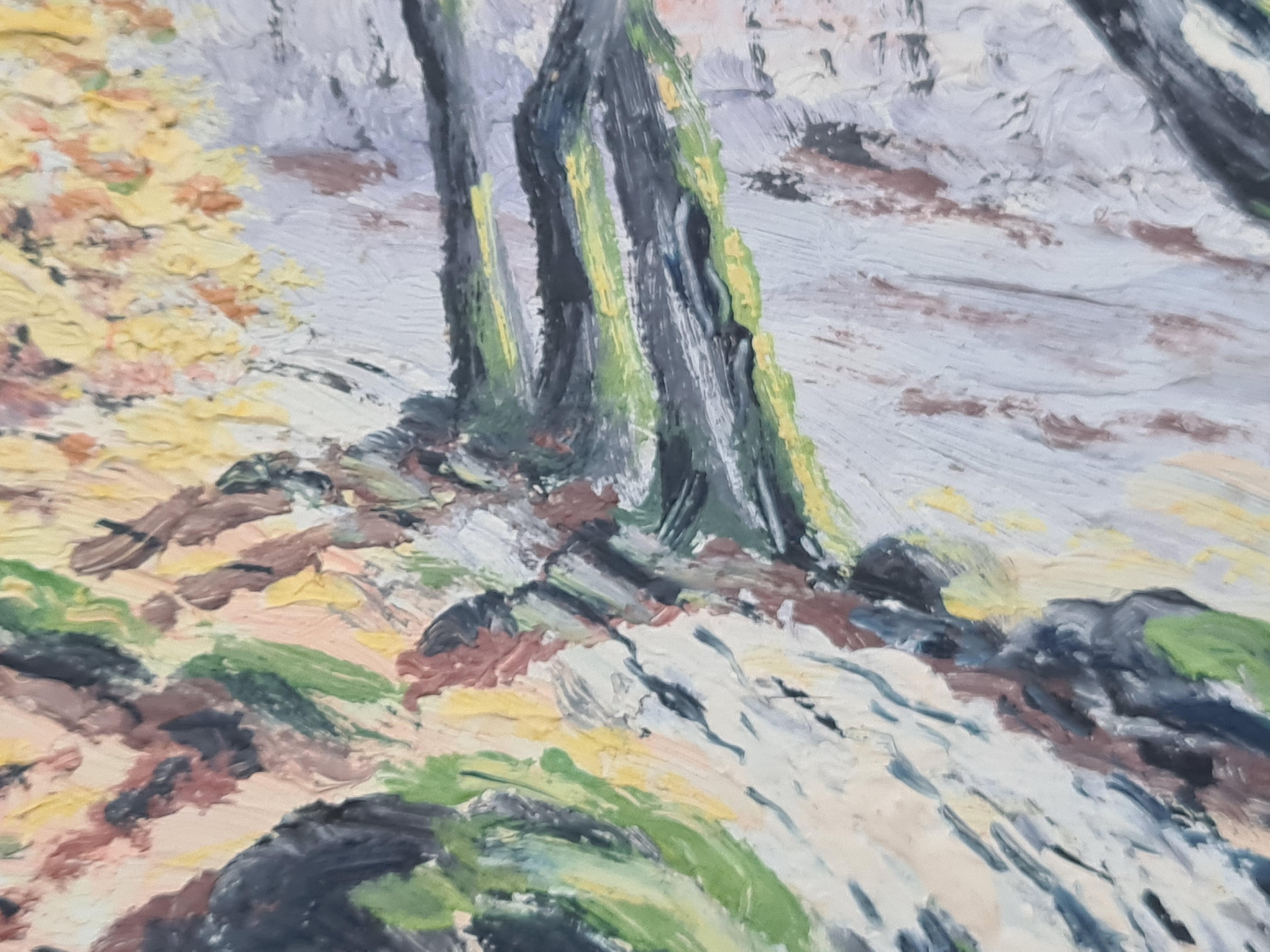 Barbizon School Forest Landscape. Oil on Board. For Sale 1