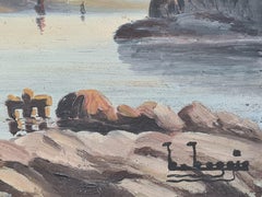 Sailing Away From Shore. Oil on Board.