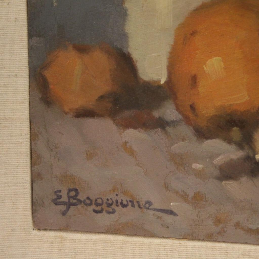 Boggione 20th Century Oil on Panel Italian Signed Still Life Painting, 1950 In Good Condition In Vicoforte, Piedmont