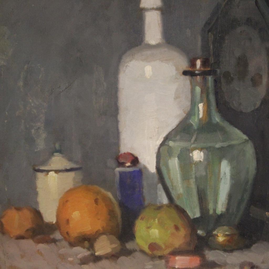 Wood Boggione 20th Century Oil on Panel Italian Signed Still Life Painting, 1950