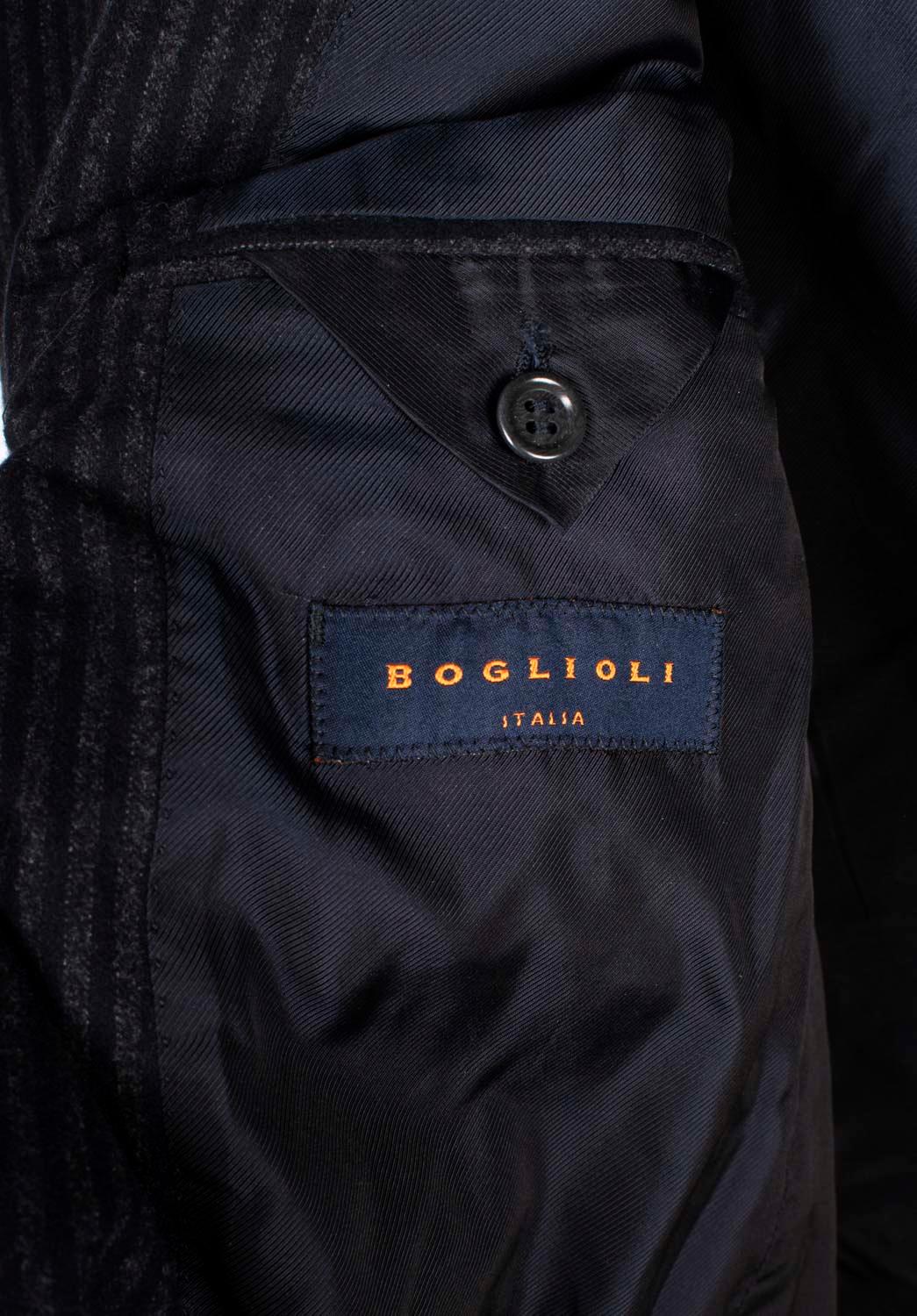 Boglioli Herren Anzug Gestreift Zweiteilig Blazer Hose Größe IT52/L im Angebot 3