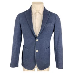 BOGLIOLI Size 34 Blue Cotton Single Breasted Sport Coat