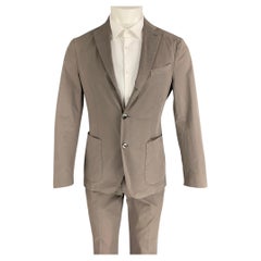 BOGLIOLI Size 36 Grey Cotton Notch Lapel Suit