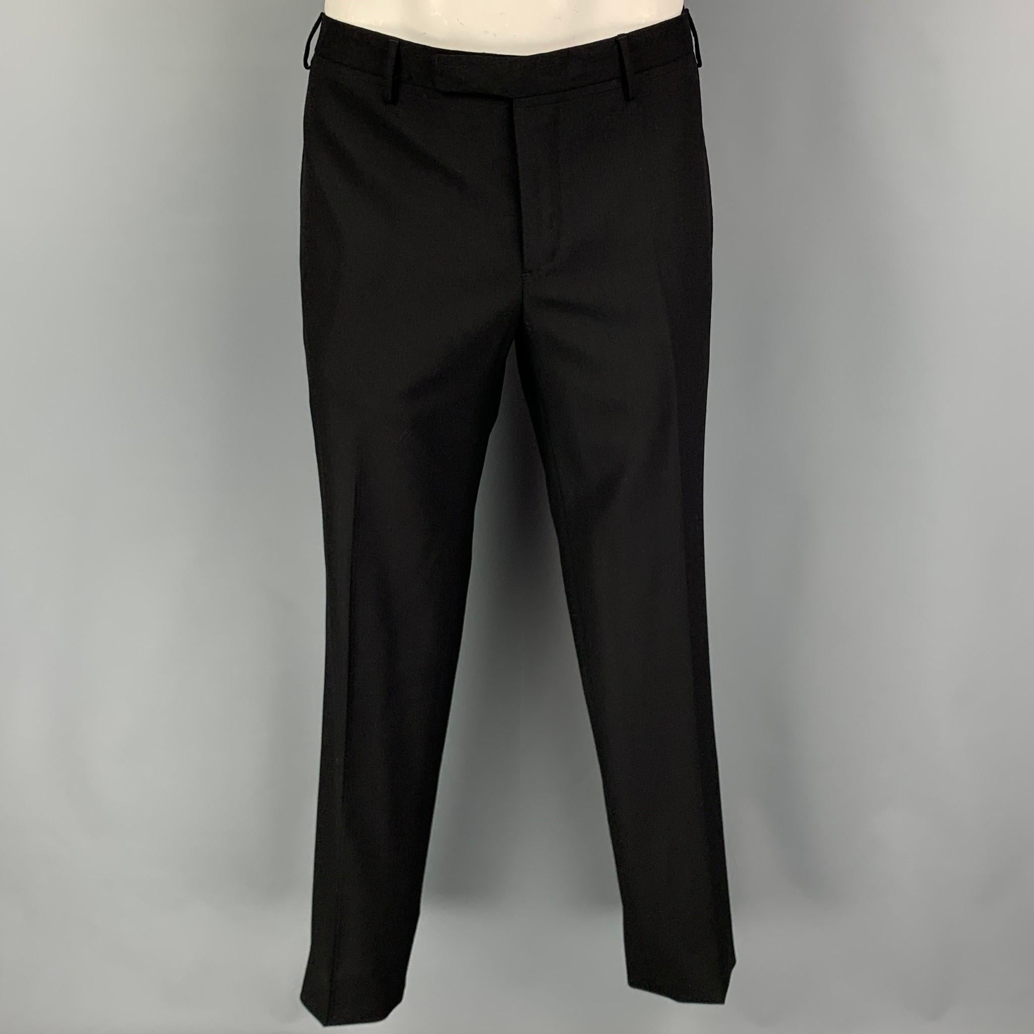 BOGLIOLI Size 42 Black Wool Notch Lapel Suit 1