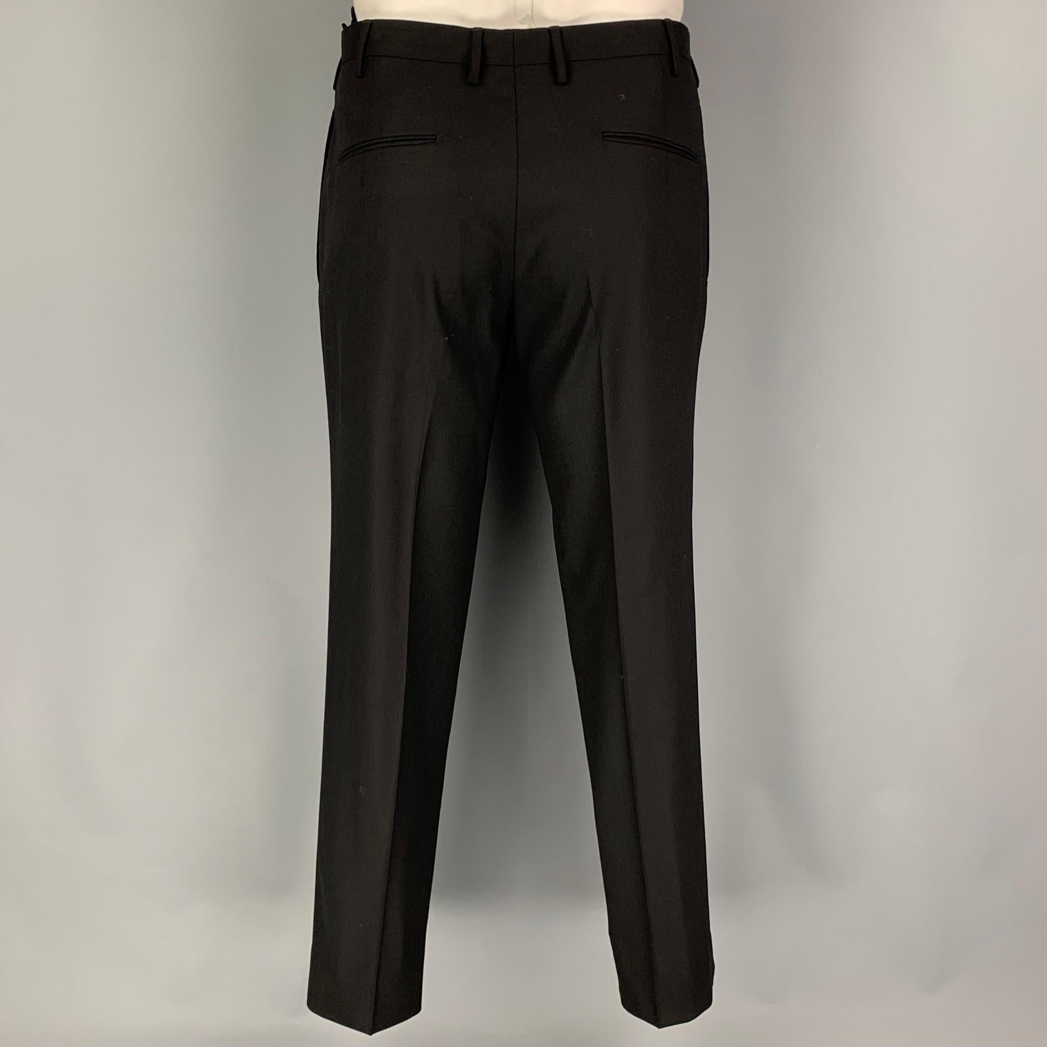 BOGLIOLI Size 42 Black Wool Notch Lapel Suit 2