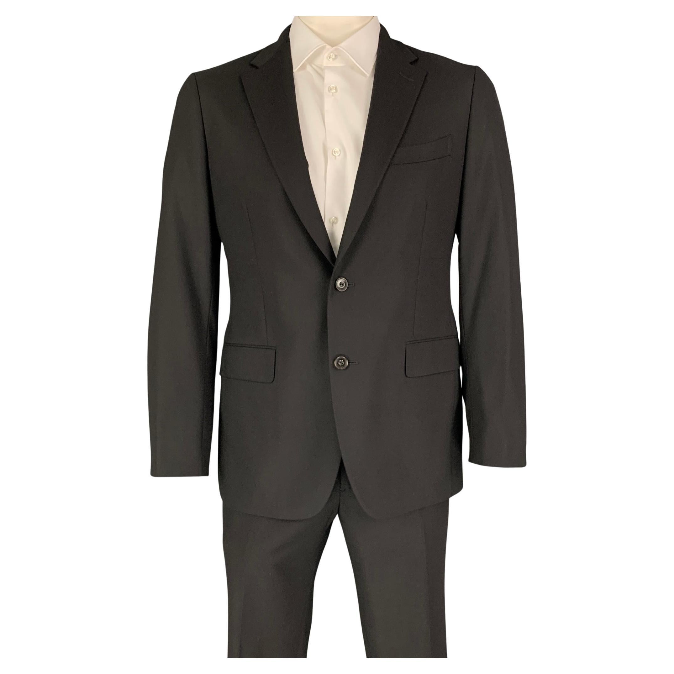 BOGLIOLI Size 42 Black Wool Notch Lapel Suit