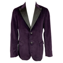 BOGLIOLI Size 42 Regular Purple & Black Velvet Cotton Sport Coat