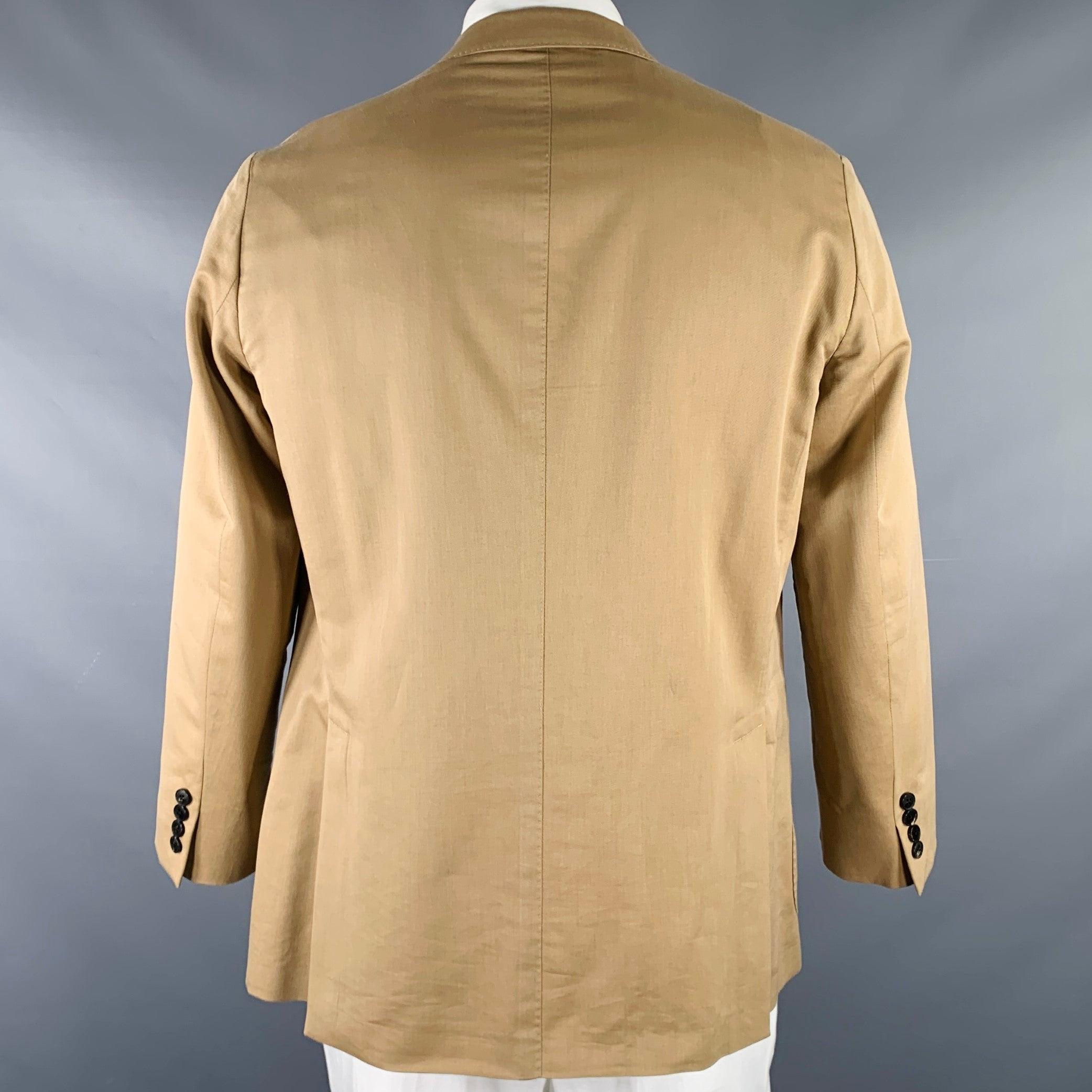 BOGLIOLI Size 44 Beige Wool Cotton Single Breasted Sport Coat In Excellent Condition For Sale In San Francisco, CA