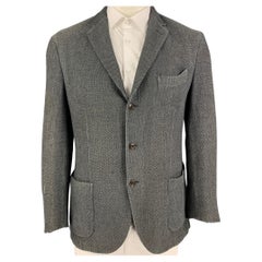 BOGLIOLI Size 44 Gray Textured Cotton Notch Lapel Sport Coat