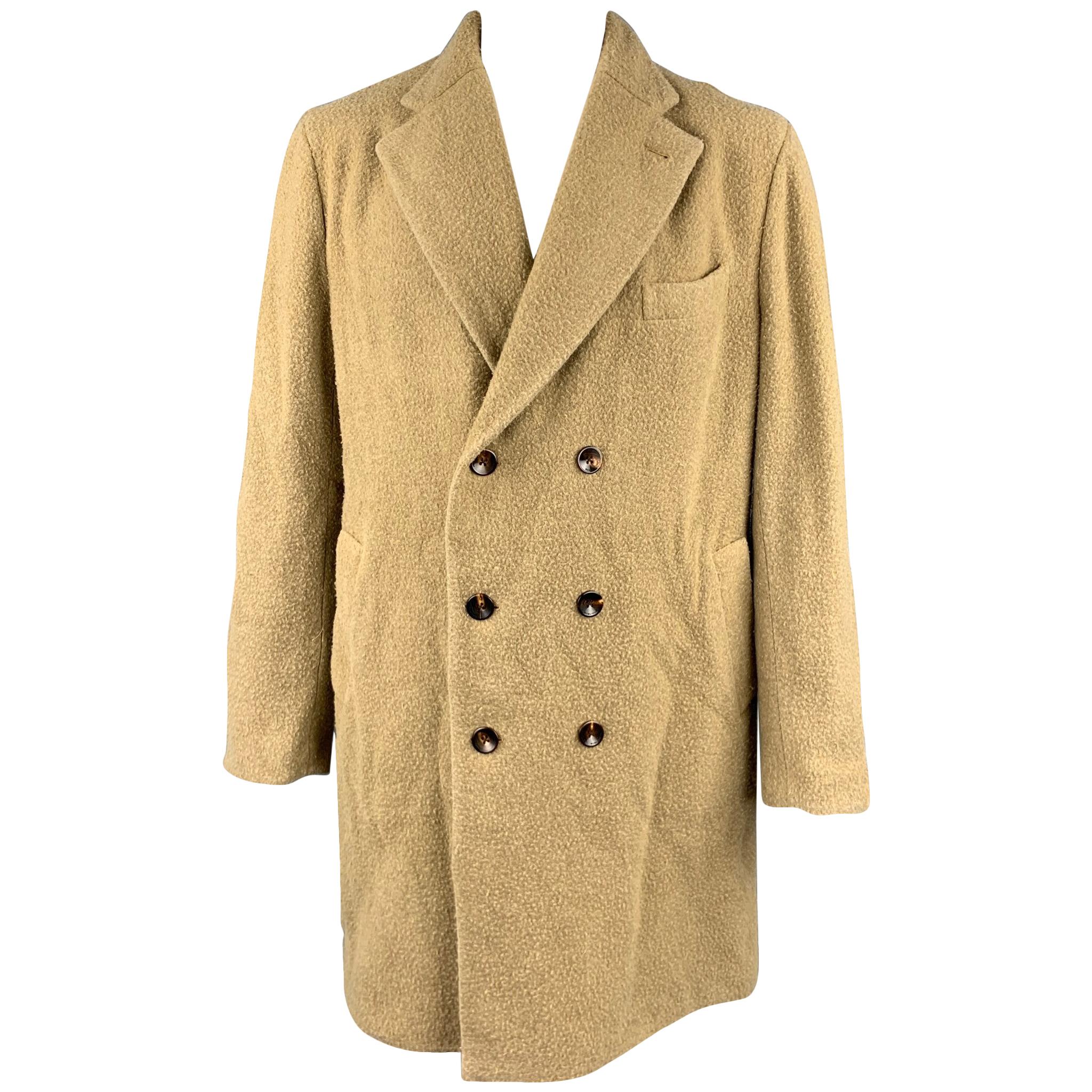 BOGLIOLI Size 46 Moss Textured Wool / Polyester Double Breasted Coat