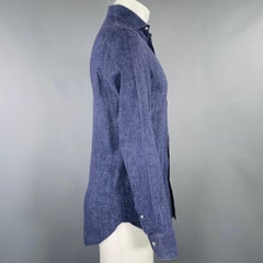 Chemise à manches longues bleu indigo à col évasé BOGLIOLI Taille M