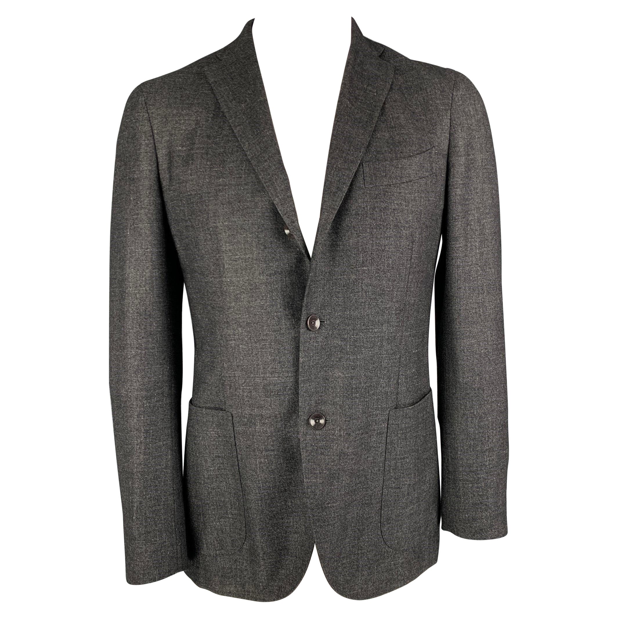 Manteau de sport à simple boutonnage gris anthracite en laine mélangée BOGLIOLI taille M