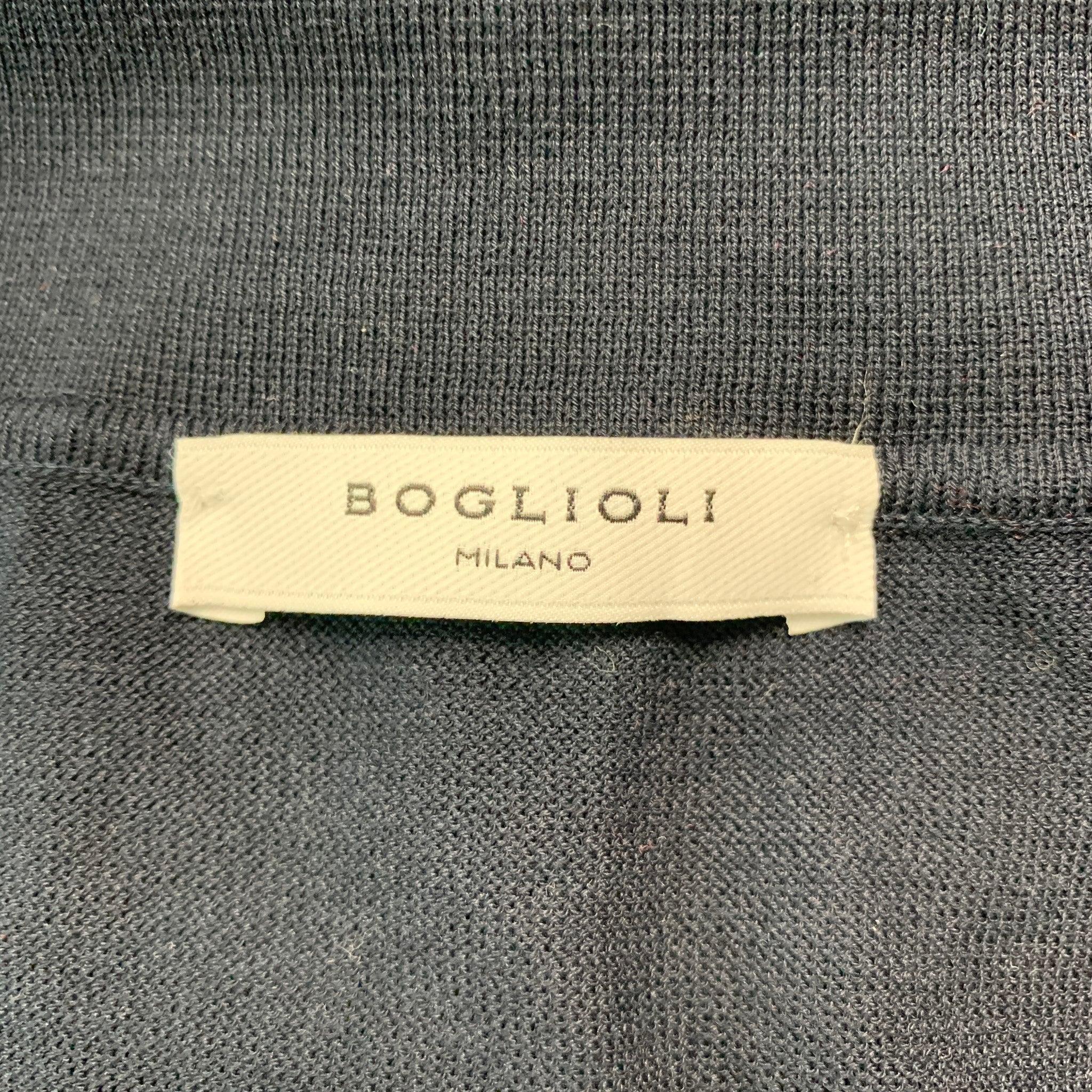 Men's BOGLIOLI Size S Navy Long Sleeve Polo For Sale