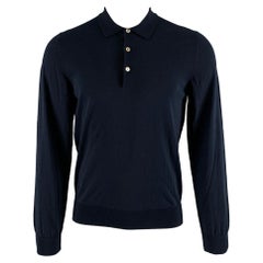 BOGLIOLI Size S Navy Long Sleeve Polo