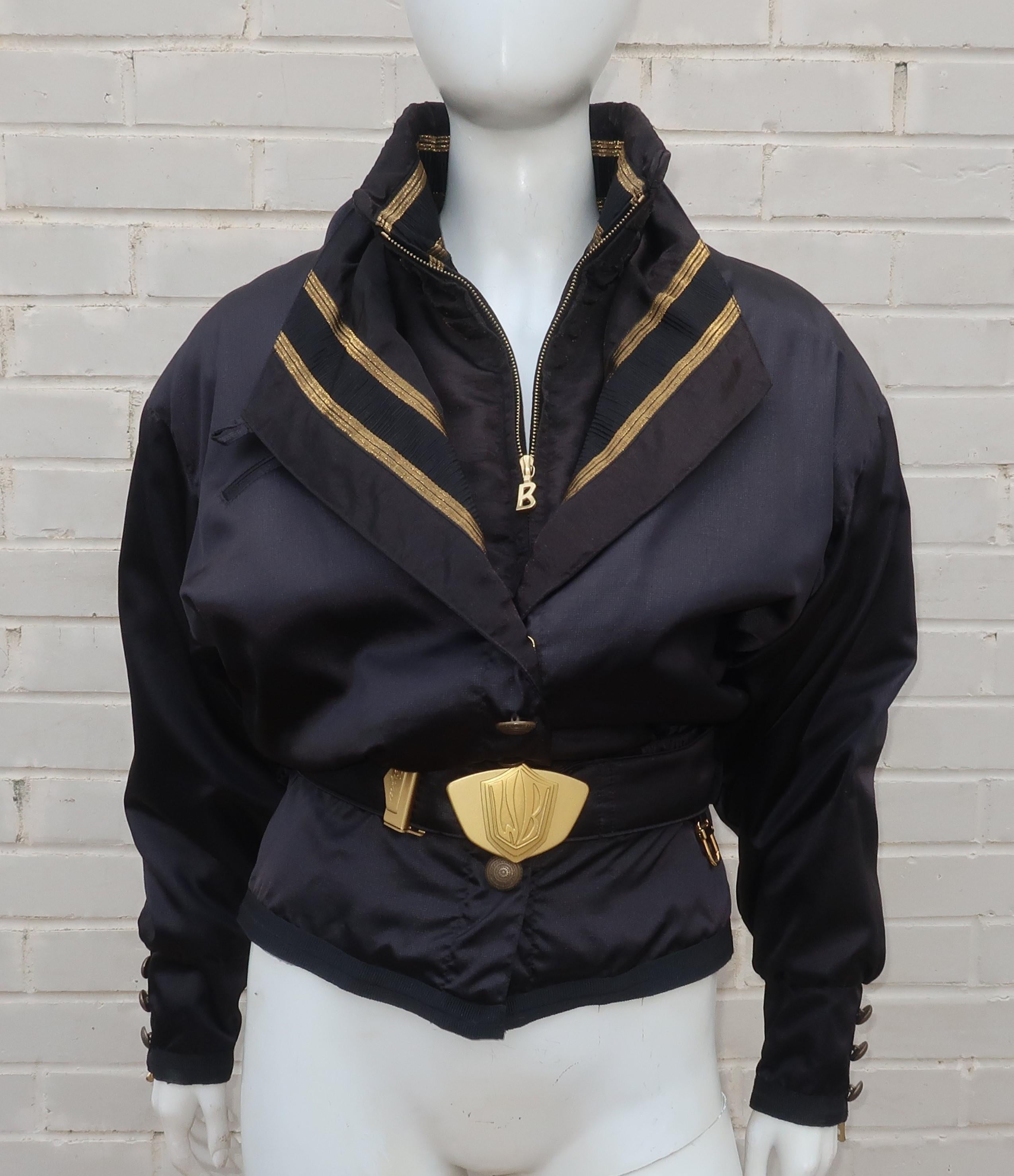Bogner Black & Gold Ski Jacket, 1980's 2
