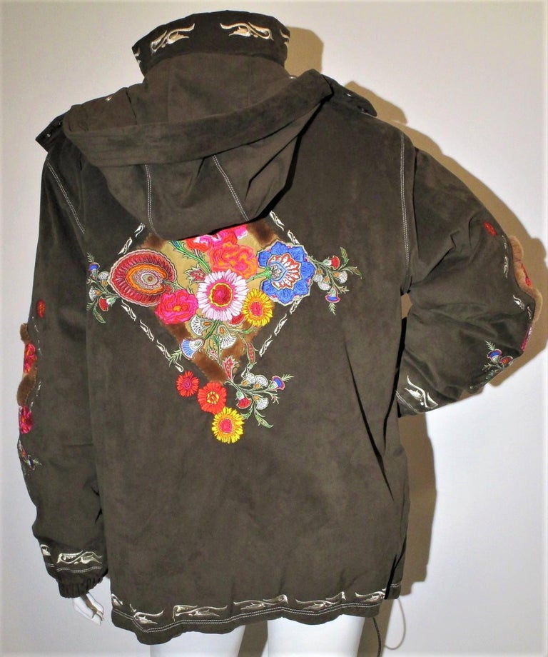 Bogner Goan Thylmann Ski Coat Jacket Brown Multi-colored Embroidery Faux  Fur M-L For Sale at 1stDibs