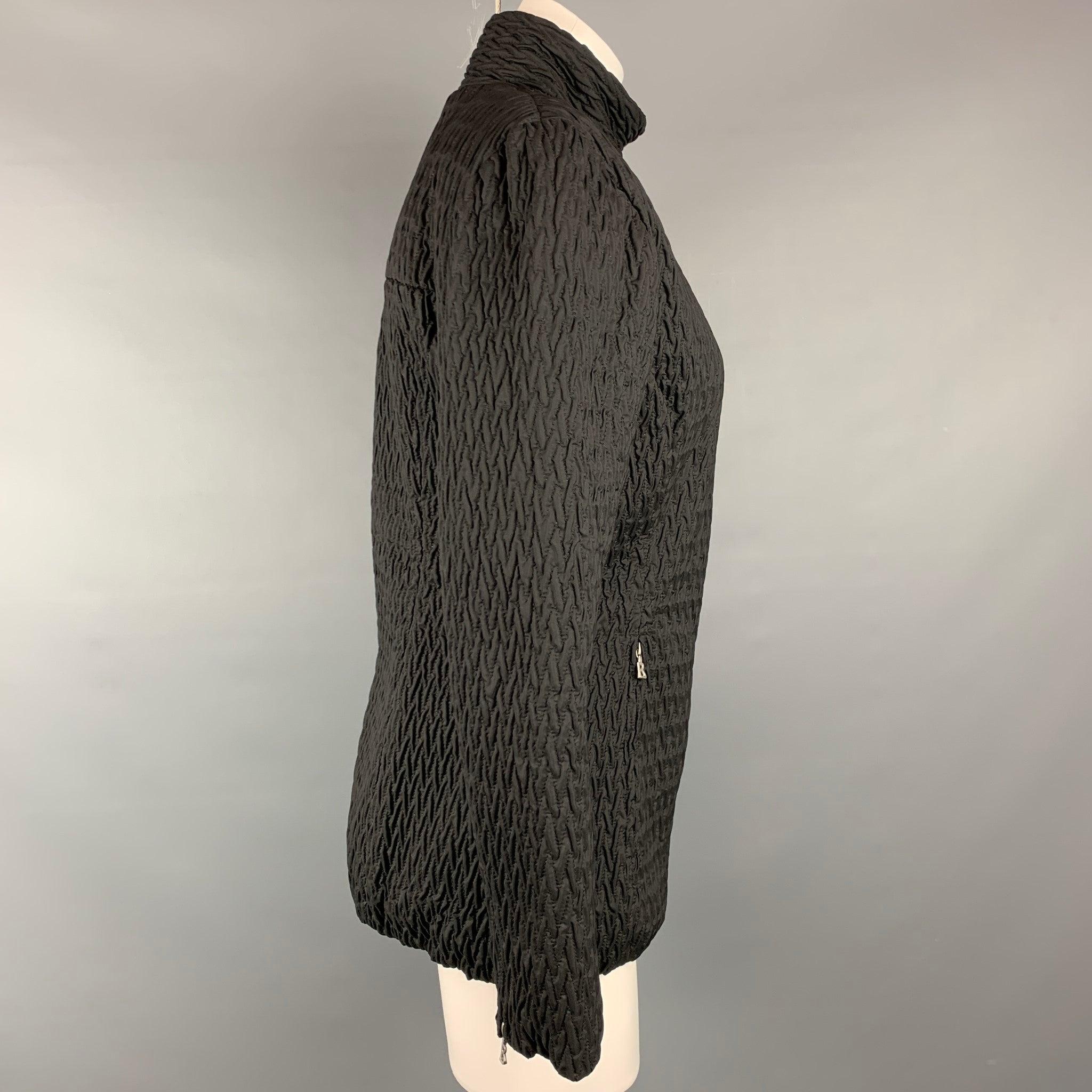 BOGNER Size 6 Black Quilted Textured Nylon Jacket In Good Condition For Sale In San Francisco, CA
