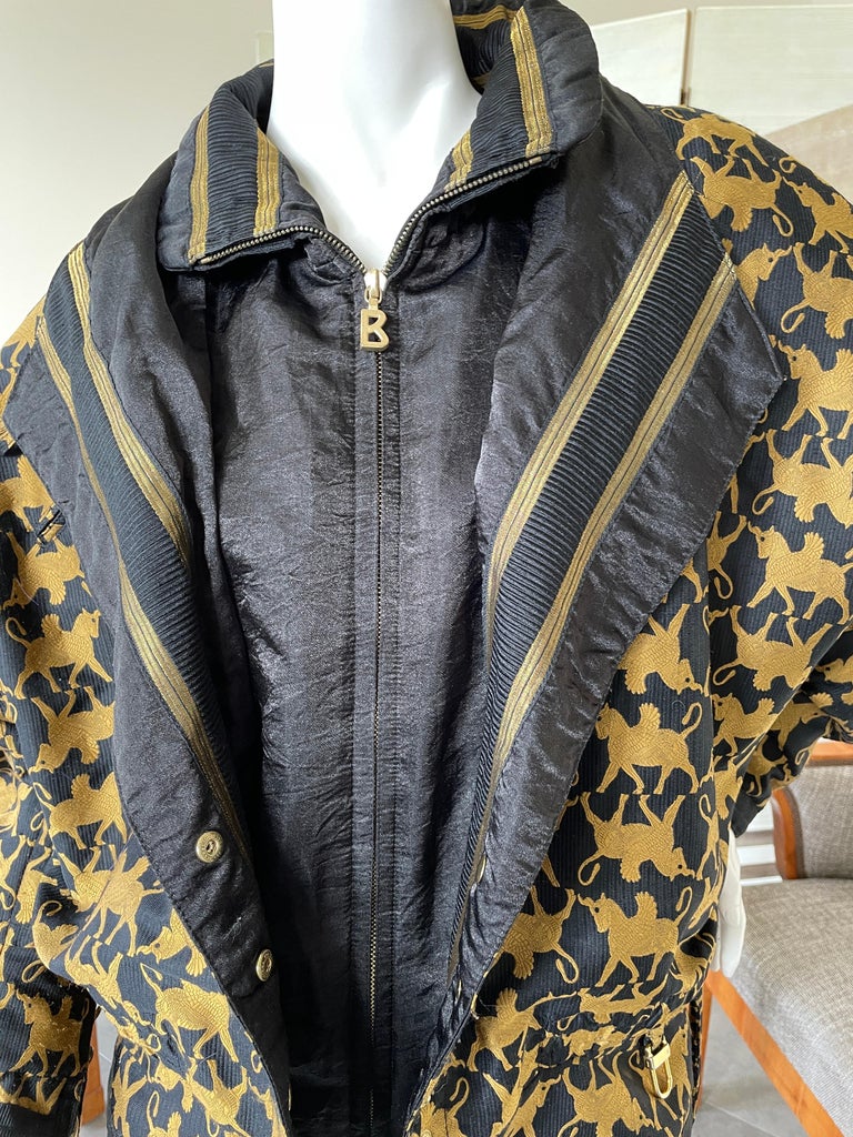 Bogner Vintage Gold Gryphon Pattern Belted Puffer Ski Jacket For Sale at  1stDibs | gold ski jacket