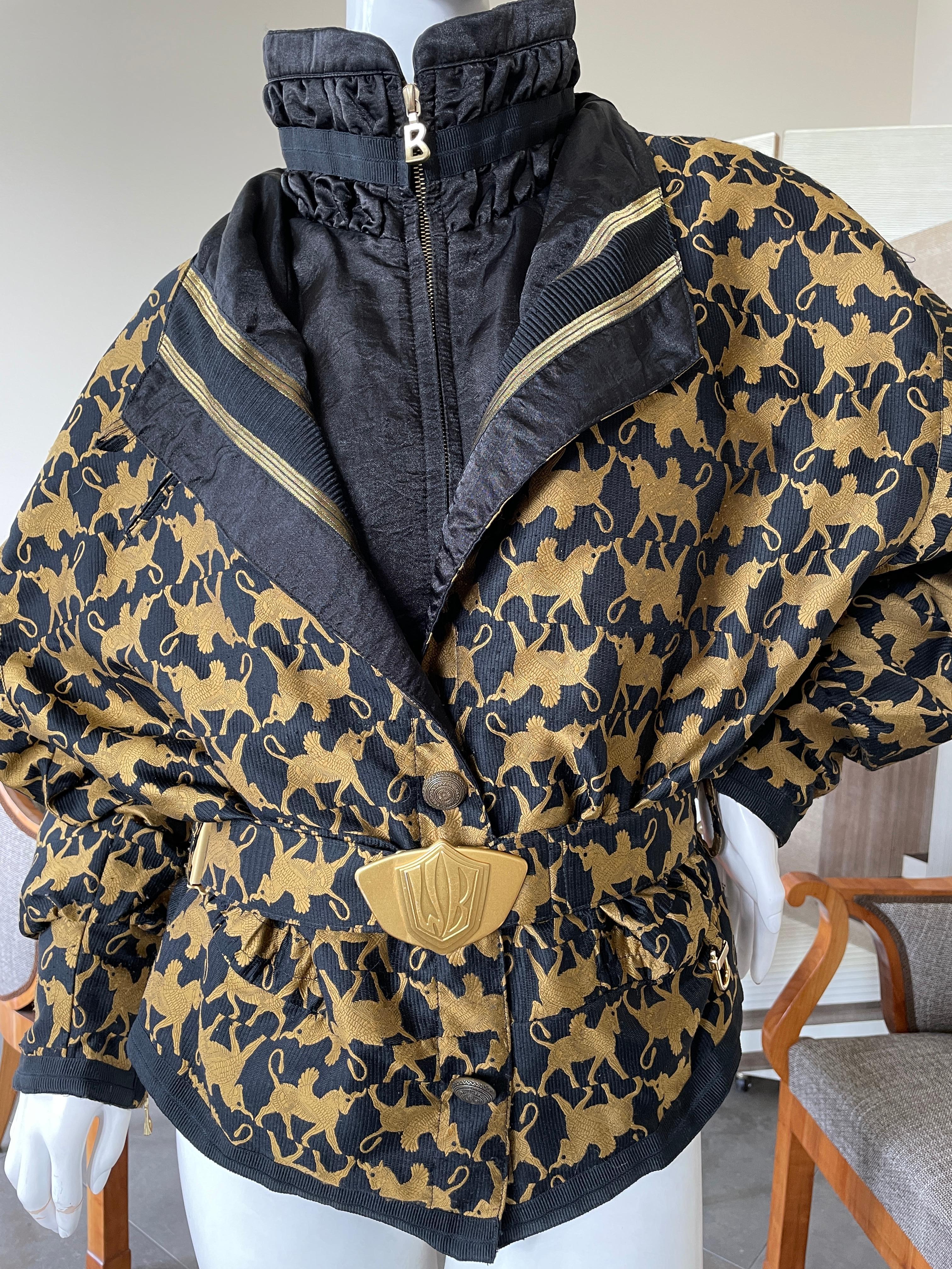 Bogner Vintage Gold Gryphon Pattern Belted Puffer Ski Jacket For Sale at  1stDibs | gold ski jacket