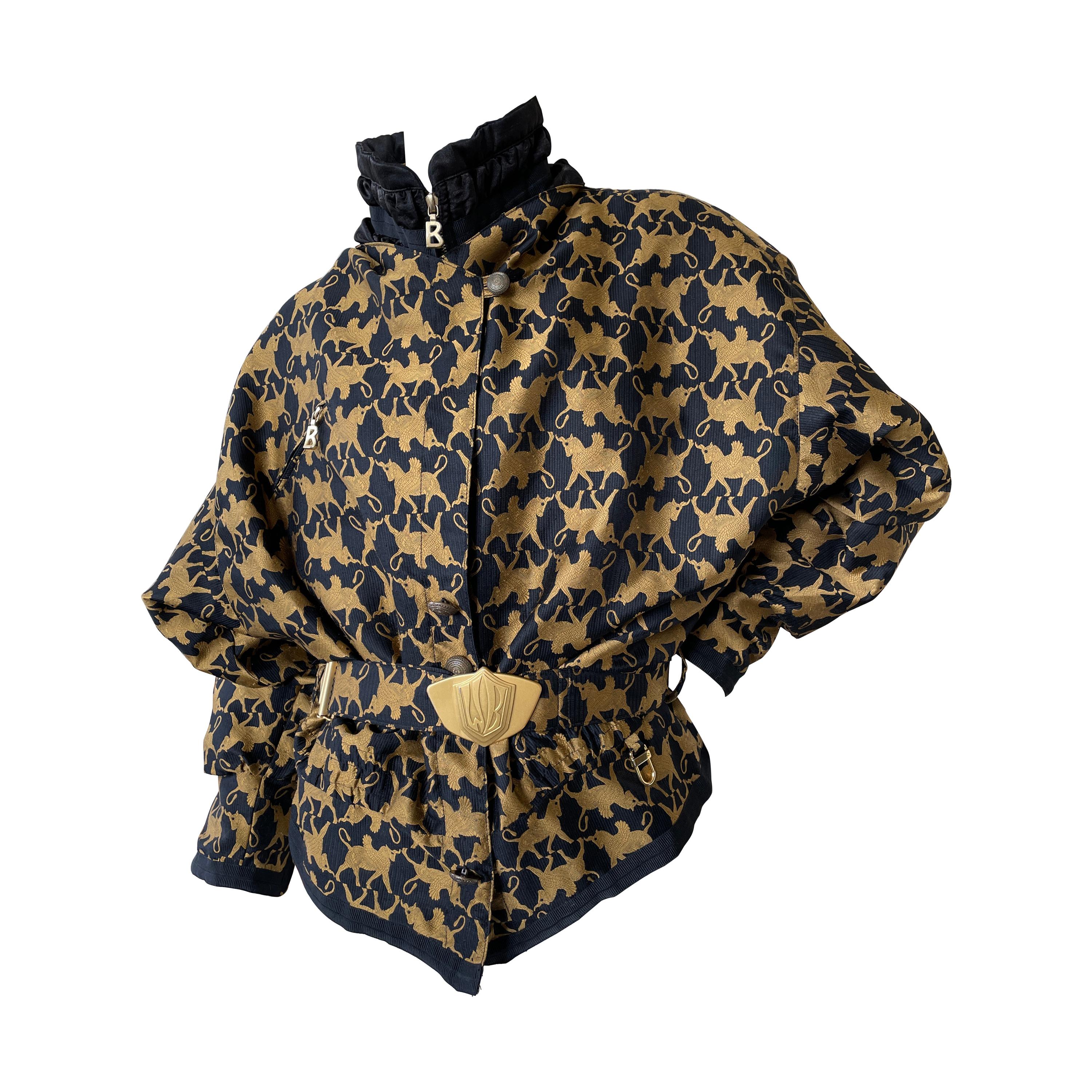 Gold Gryphon-Muster Gürtel-Puffer-Skijacke von Bogner im Angebot
