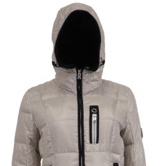 Bogner Zip-Up Hooded Down Coat with Pockets in Grey Polyamide