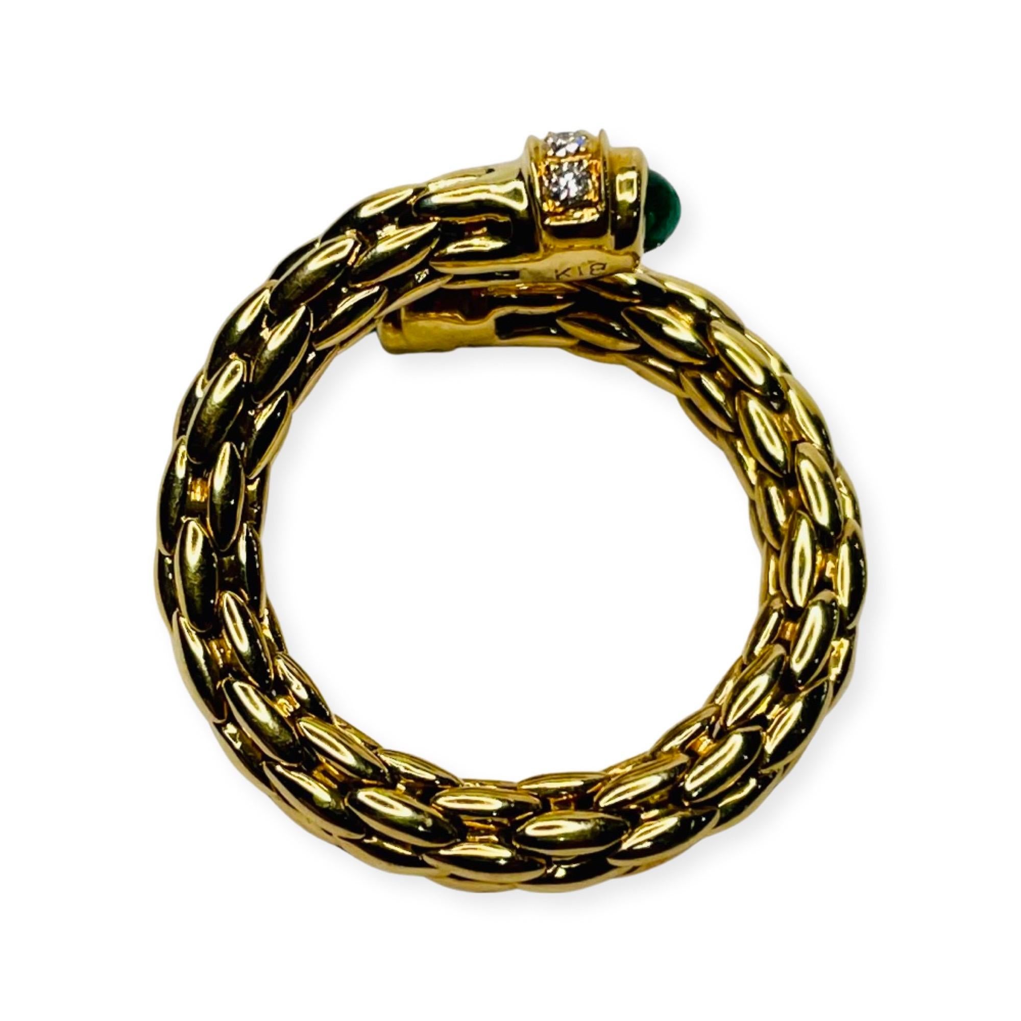 Cabochon Bogo 18K Yellow Gold Emerald and Diamond Ring
