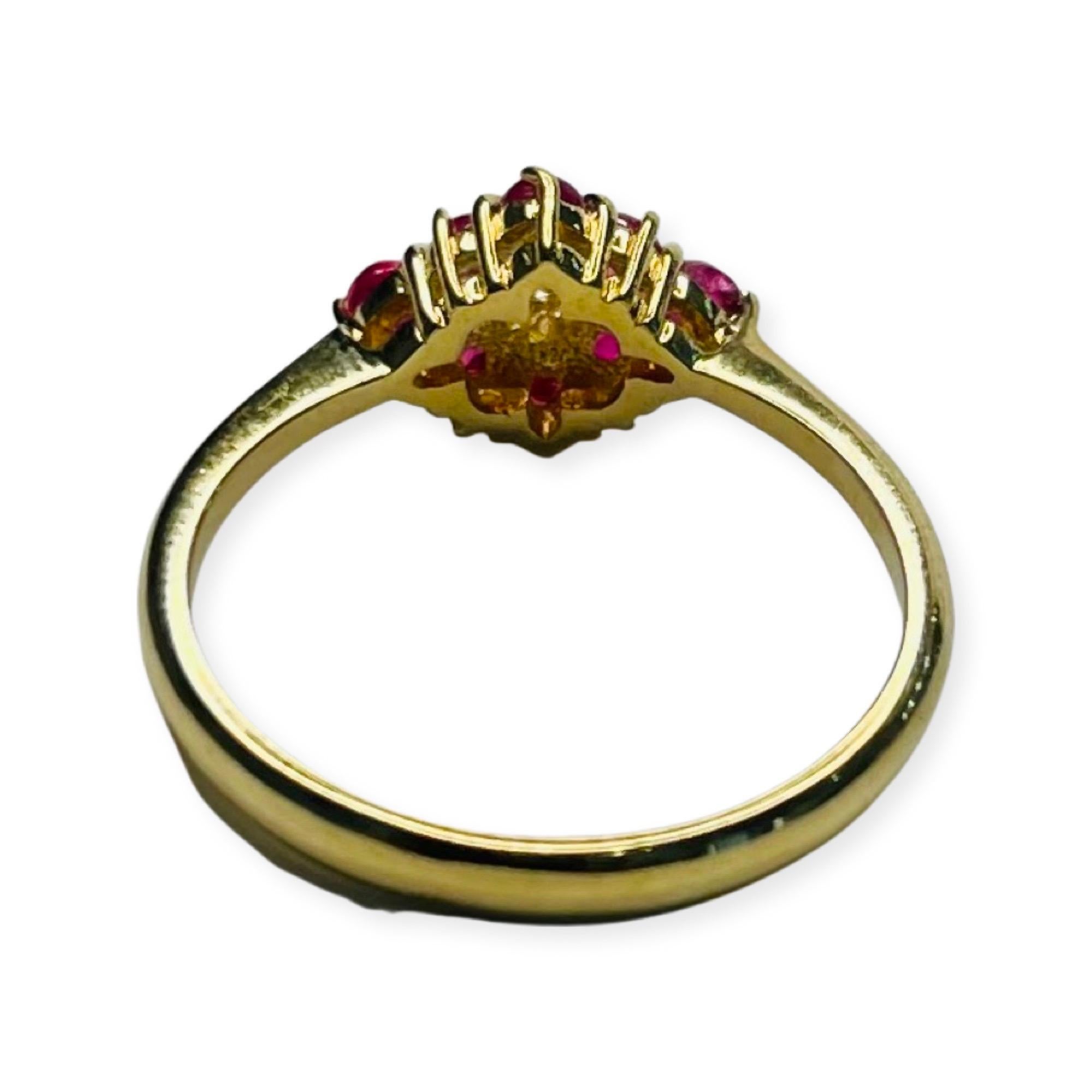 Cabochon Bogo 18K Yellow Gold, Natural Ruby Diamond Ring For Sale