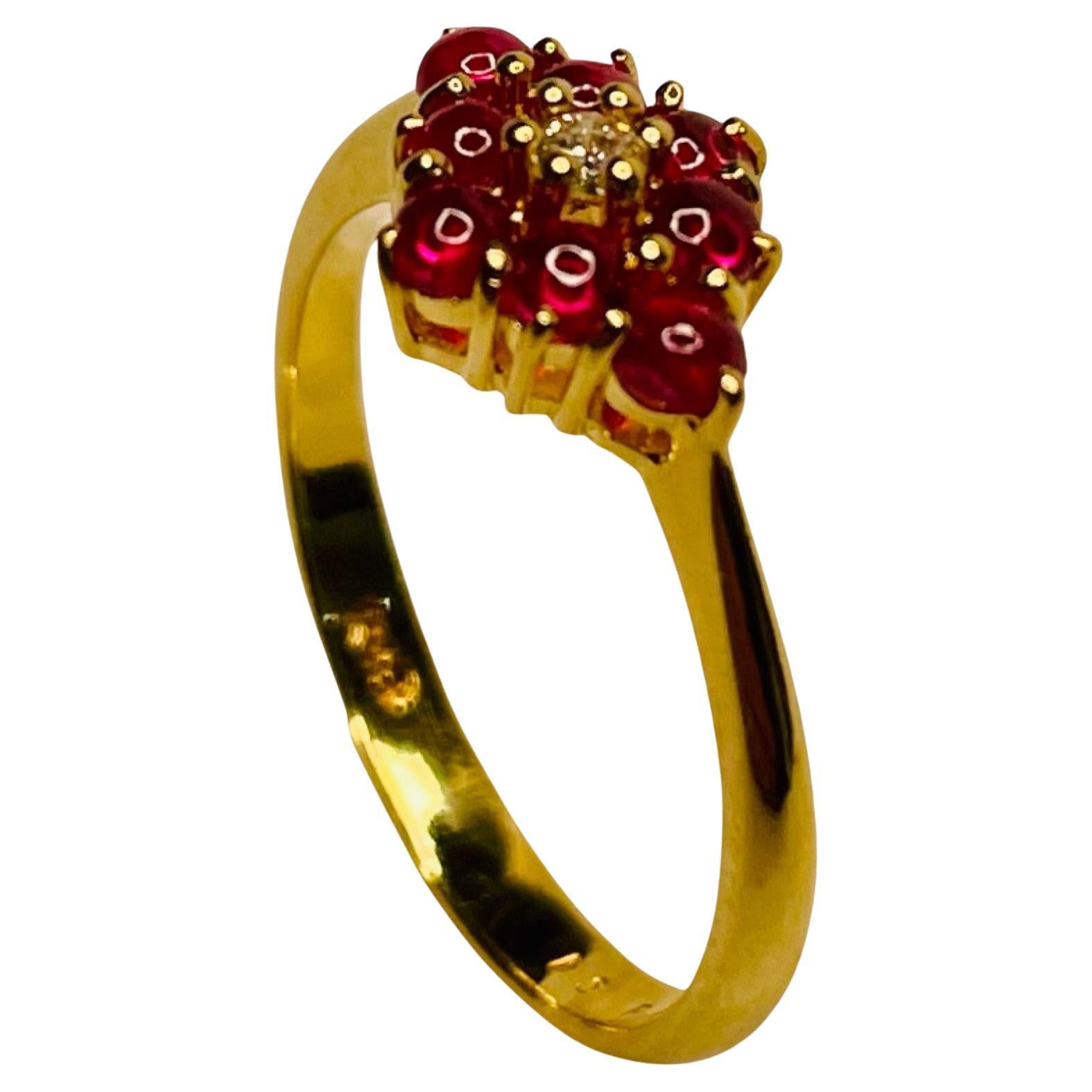 Bogo 18K Yellow Gold, Natural Ruby Diamond Ring For Sale
