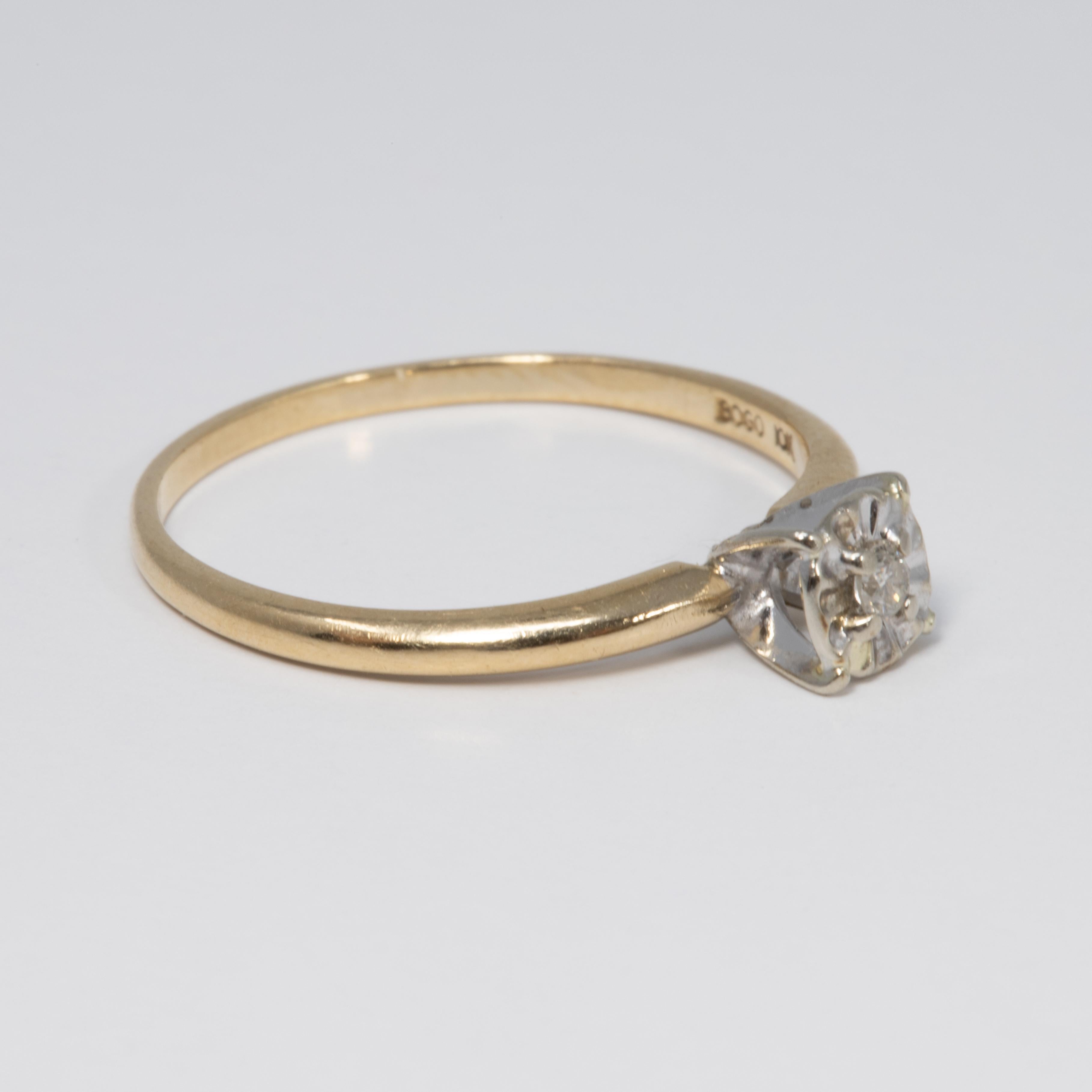 Bogo Diamant 10K Gelbgold Maßgefertigter Ring, Solitär-Zackenfassung, Rundschliff für Damen oder Herren im Angebot