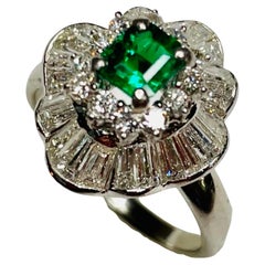 Bogo Platinum, Diamond and Emerald Ring