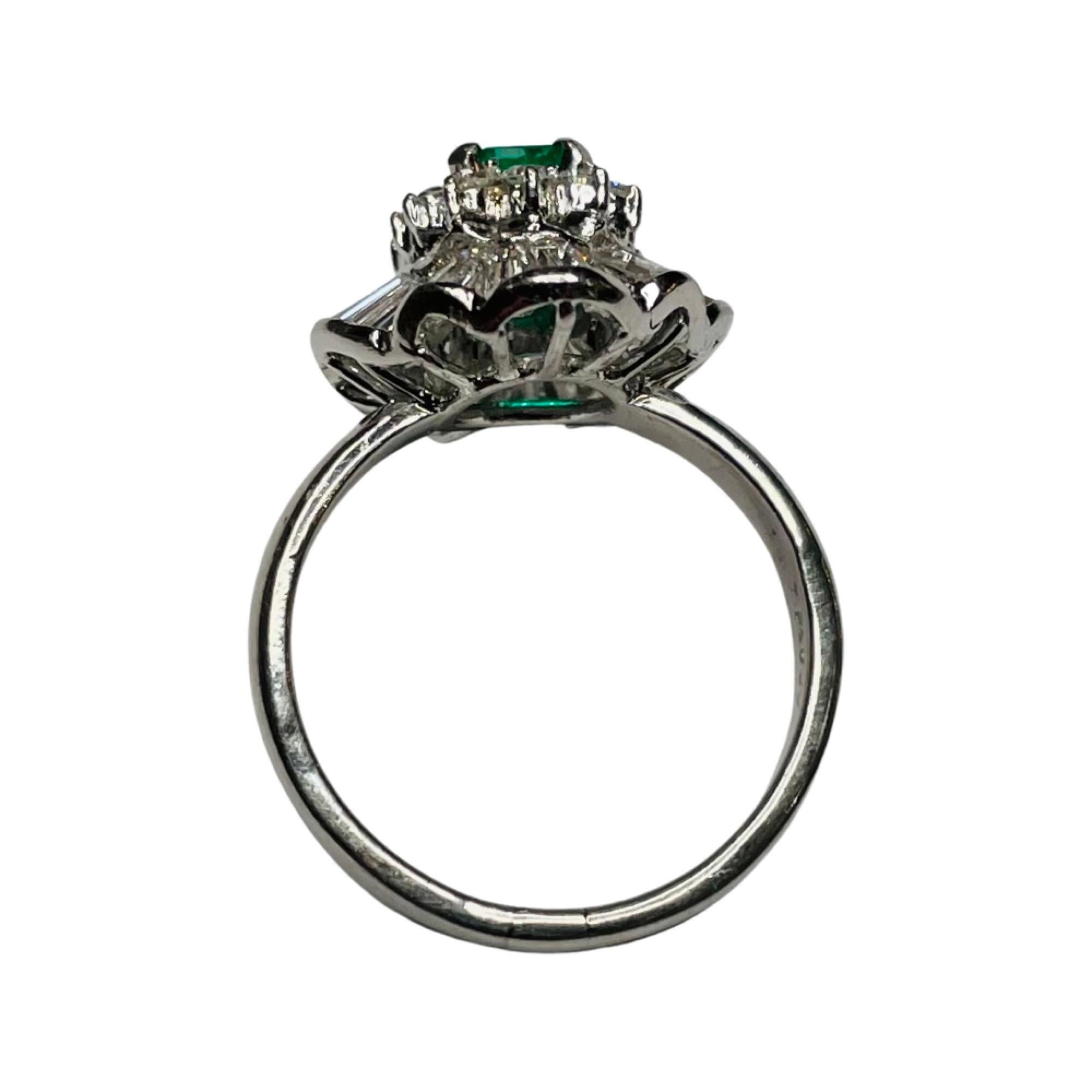 Bogo Platinum, Diamond and Emerald Ring In New Condition For Sale In Kirkwood, MO